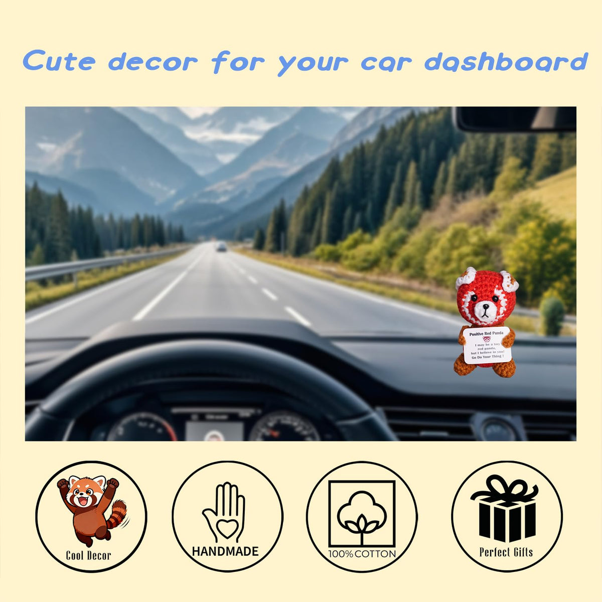 POSSHE Red Panda Gifts – Handmade Crochet Positive Support Panda for Friends & Co-workers