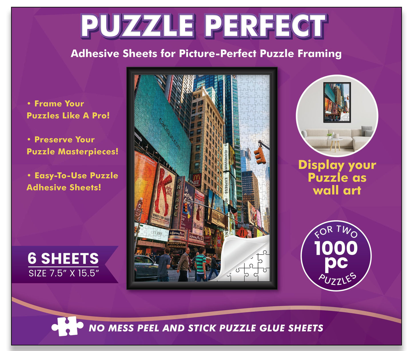 Poster Palooza 16x20 Jigsaw Puzzle Frame Kit – Black Wood Frame, UV Acrylic, Glue Sheets, USA-Made