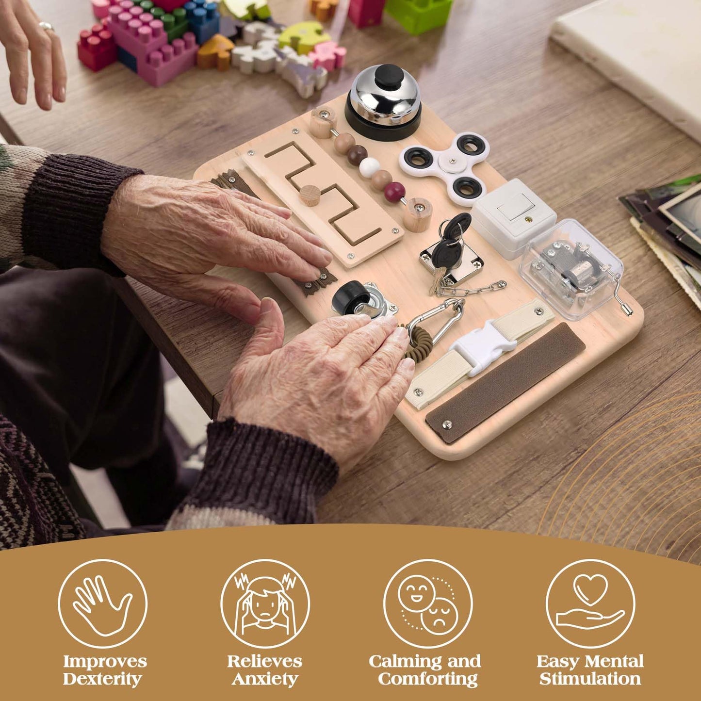 Potatomato Dementia Fidget Busy Board – 12-in-1 Senior Activities for Elderly, Alzheimer's & Autism