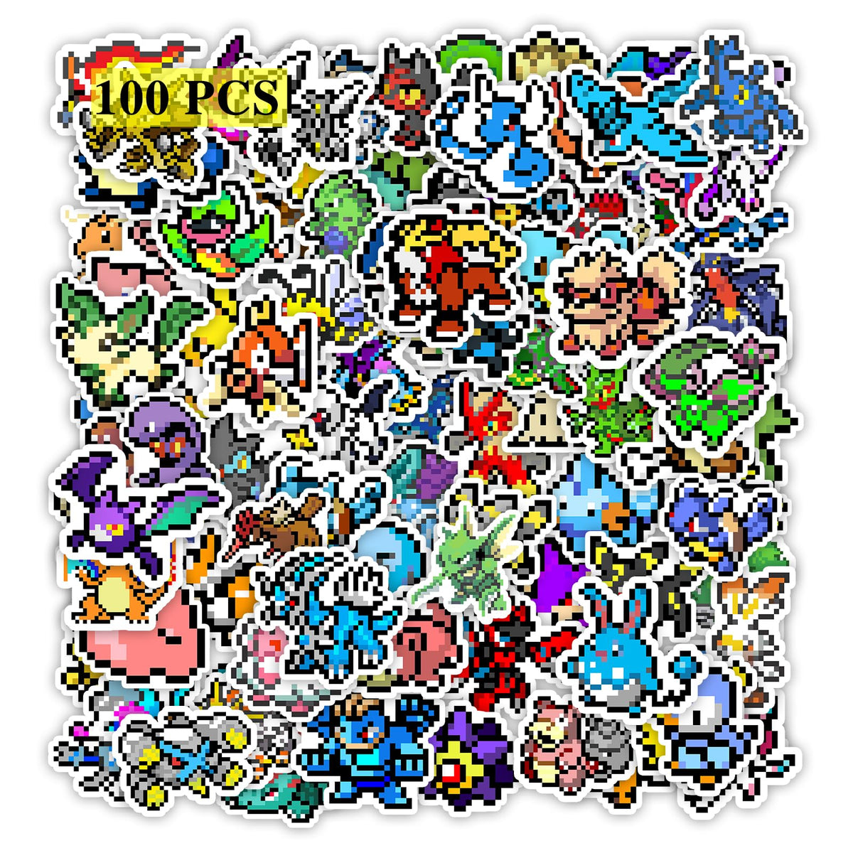 Pounchi Retro Video Game Stickers (100 Pcs) – Cute Pixel PVC Sticker Set