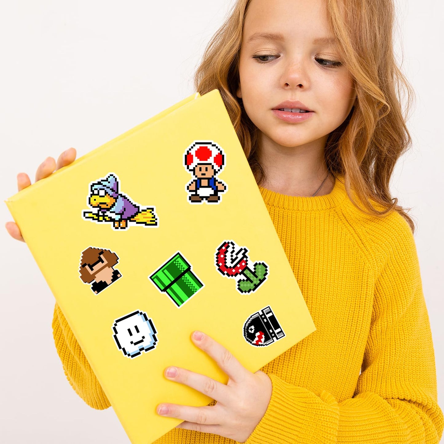 Pounchi Cute Cartoon Stickers (100 Pcs) – Pixel Video Game PVC Sticker Set for Laptop, Water Bottle & More