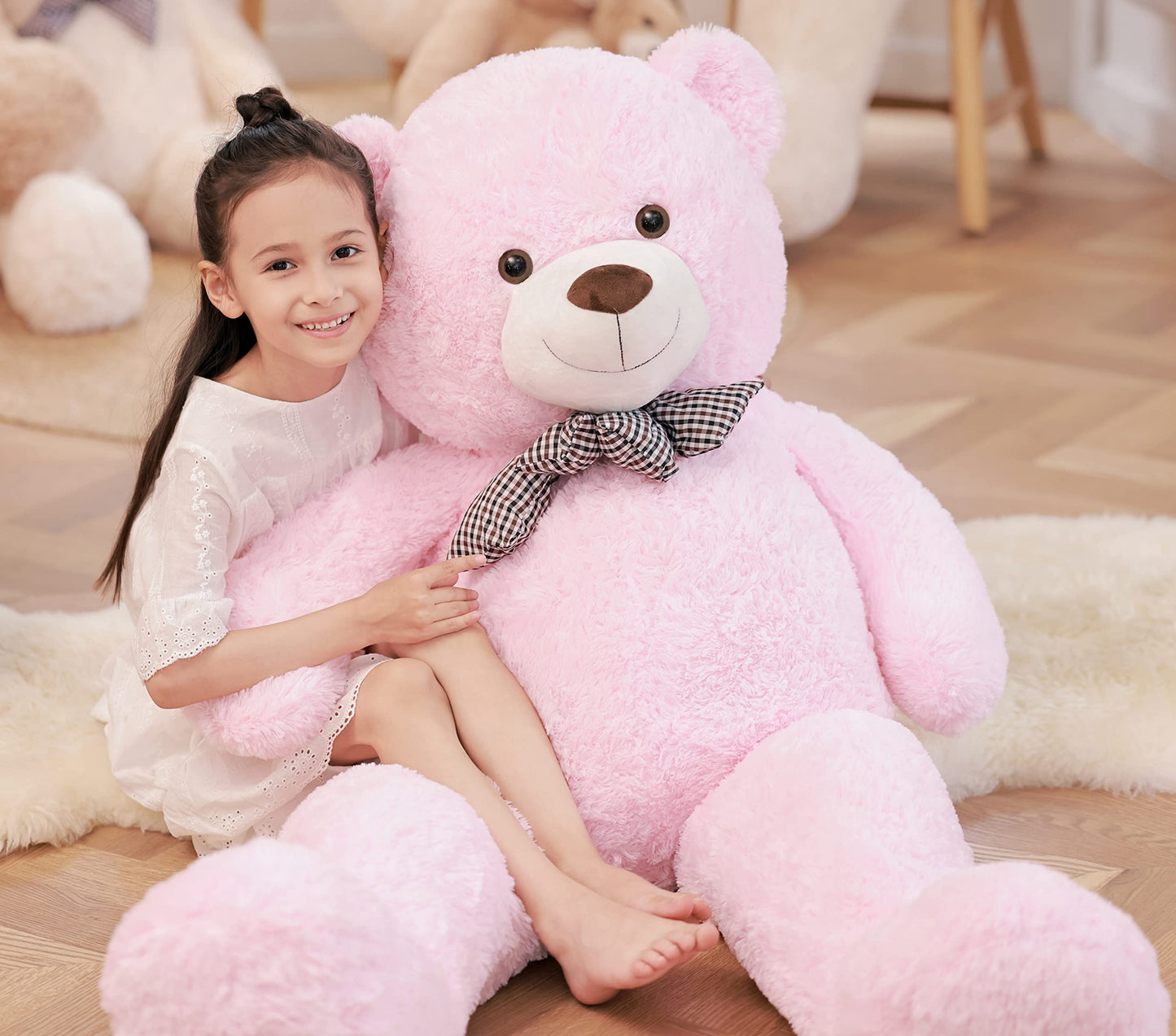 Poutmac Big Pink Teddy Bear 4ft – Giant Plush Gift for Valentines, Christmas & Birthdays