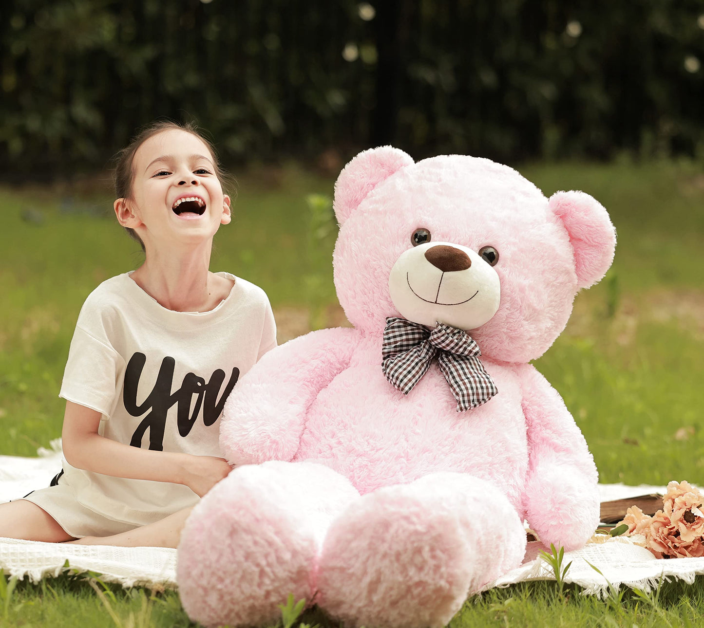 Poutmac Big Pink Teddy Bear 4ft – Giant Plush Gift for Valentines, Christmas & Birthdays