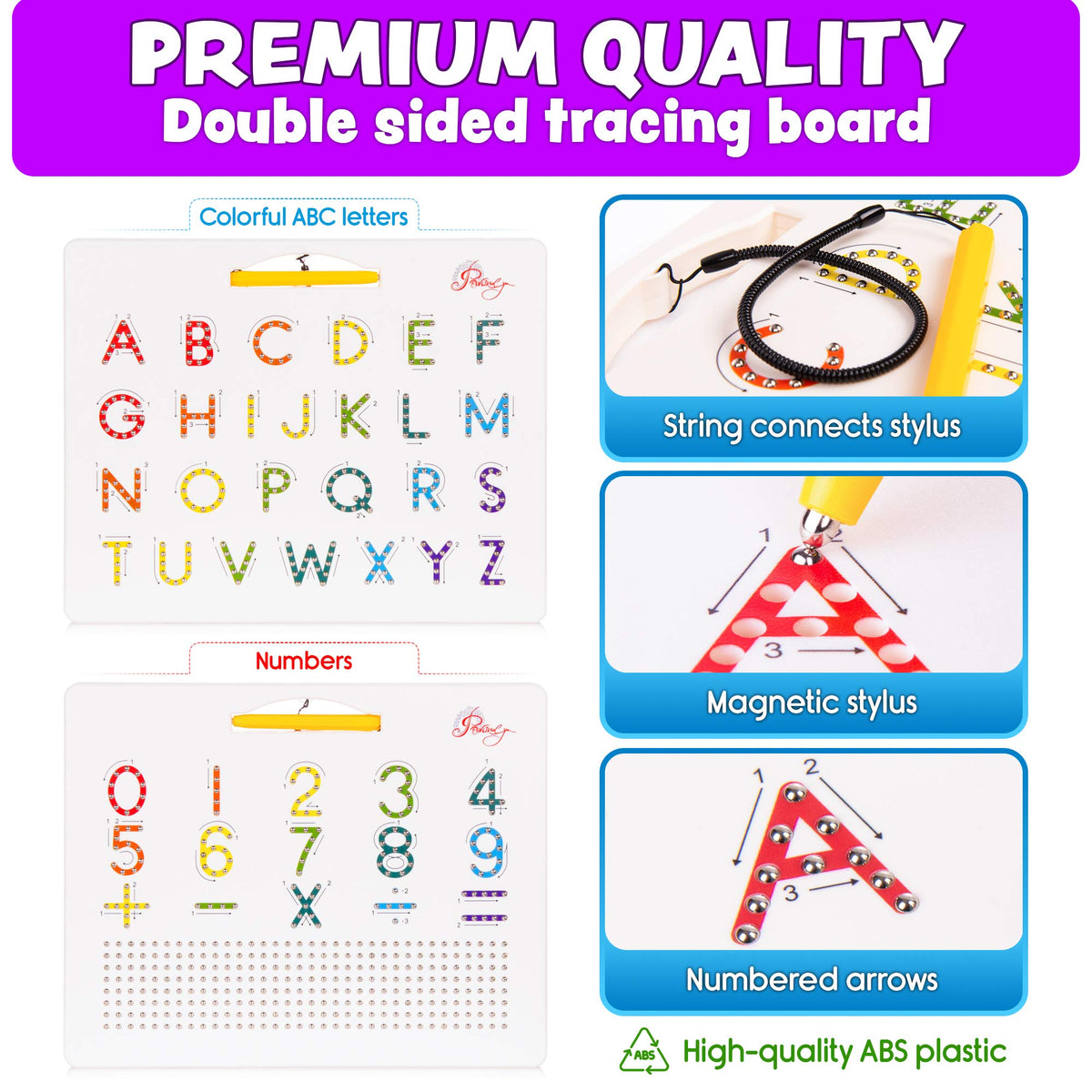 Povitrulya Magnetic Alphabet Tracing Board – Double-Sided Letters & Numbers