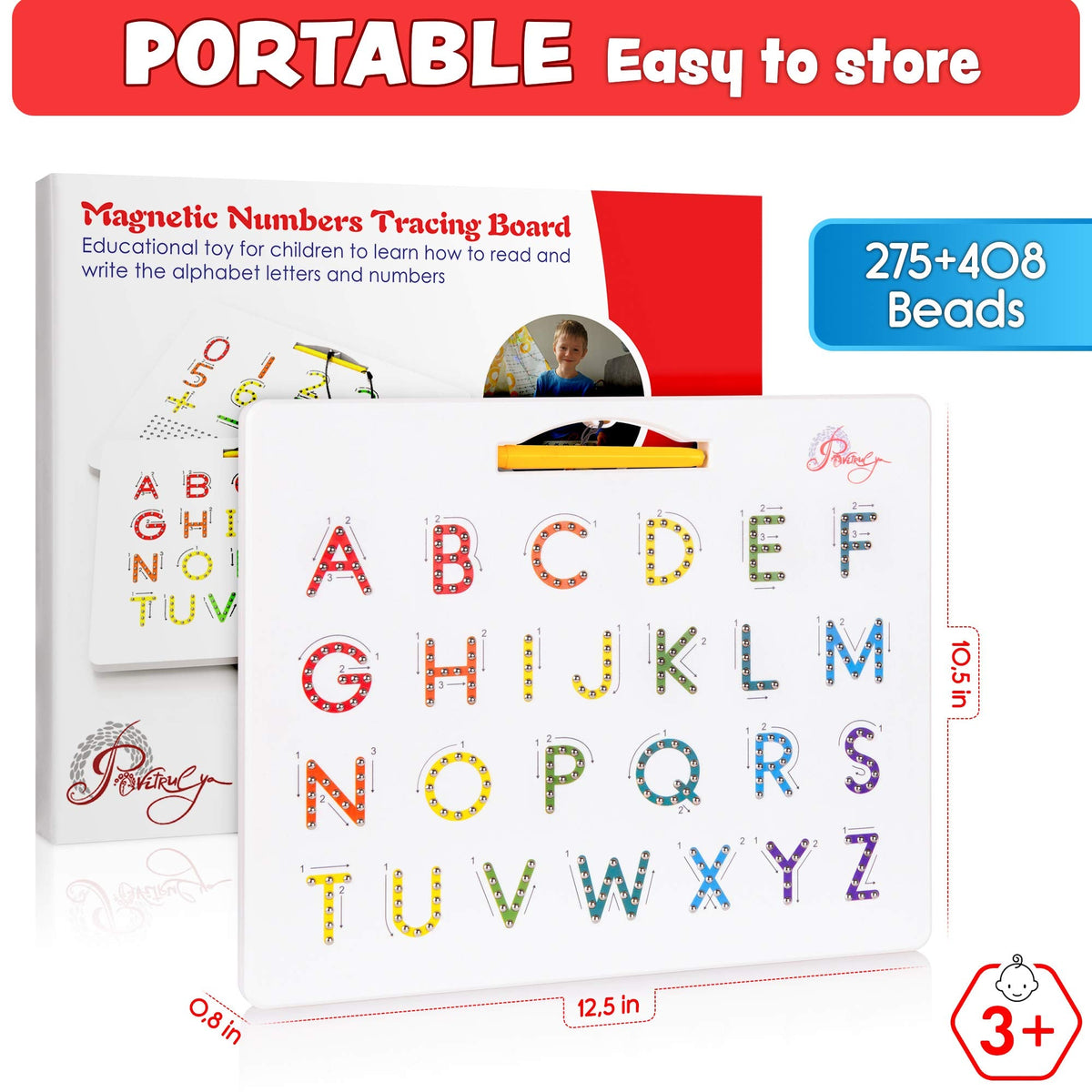 Povitrulya Magnetic Alphabet Tracing Board – Double-Sided Letters & Numbers