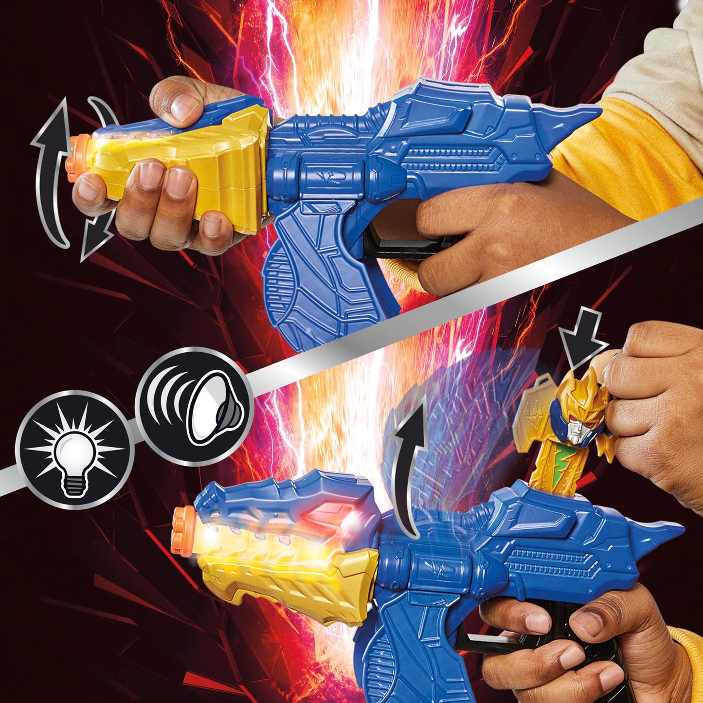 Power Rangers Dino Fury Gold Fury Blade Blaster – Morphing Toy Weapon for Kids