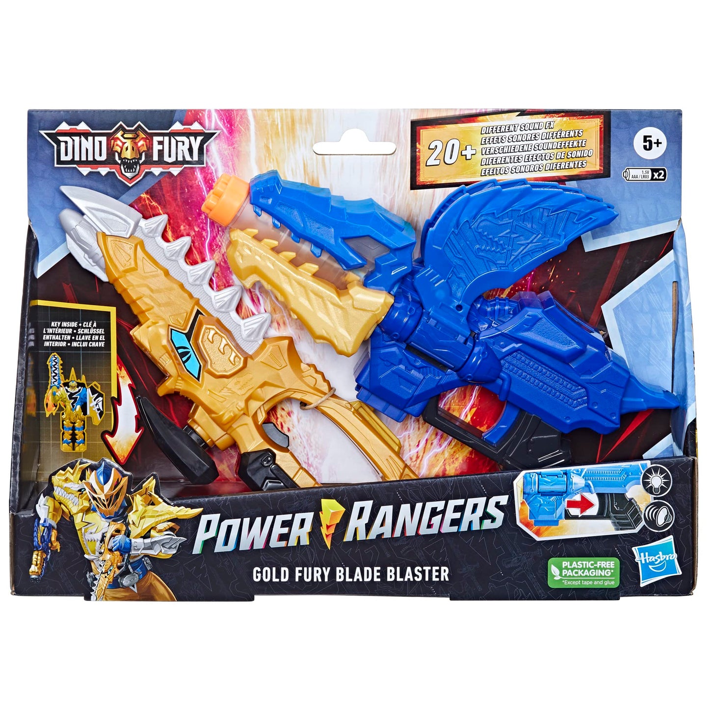 Power Rangers Dino Fury Gold Fury Blade Blaster – Morphing Toy Weapon for Kids