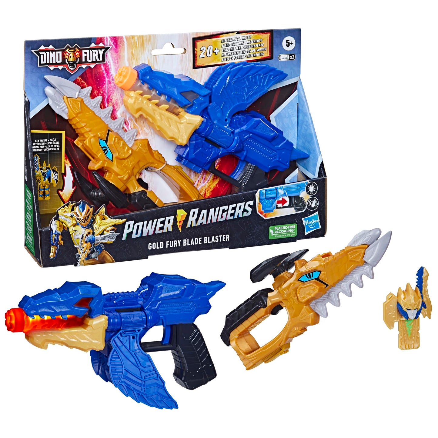 Power Rangers Dino Fury Gold Fury Blade Blaster – Morphing Toy Weapon for Kids