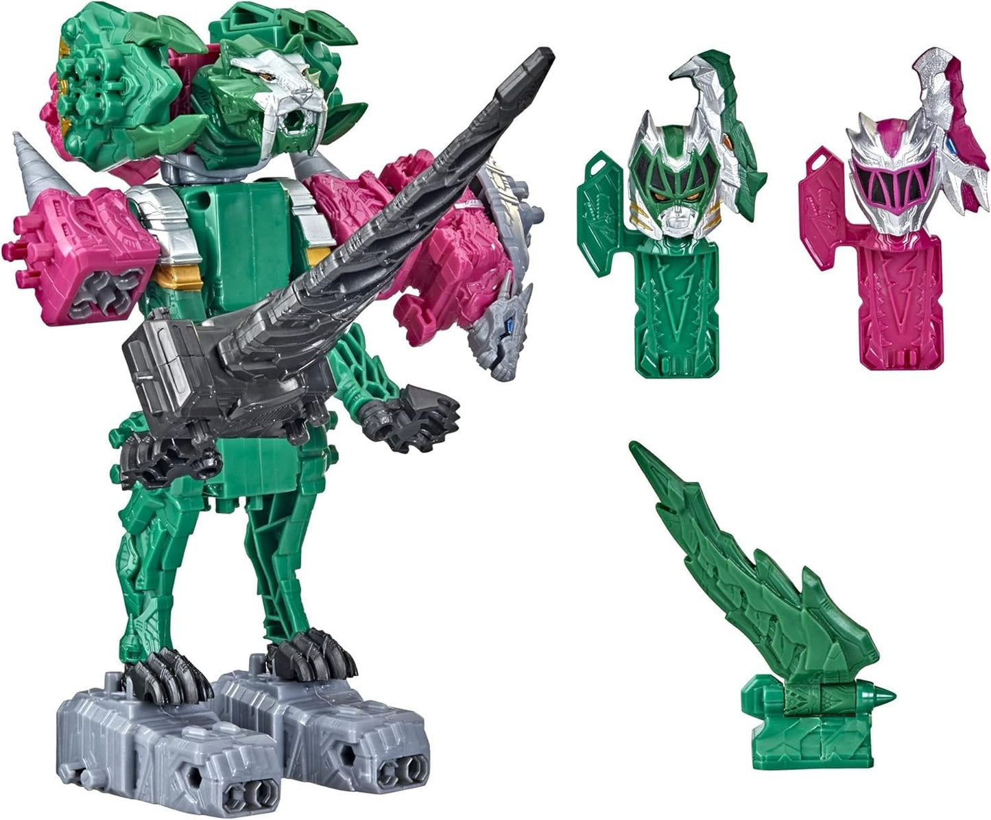 Power Rangers Dino Fury Pink Ankylo Hammer Zord & Green Tiger Claw Zord – Zord Link Build System