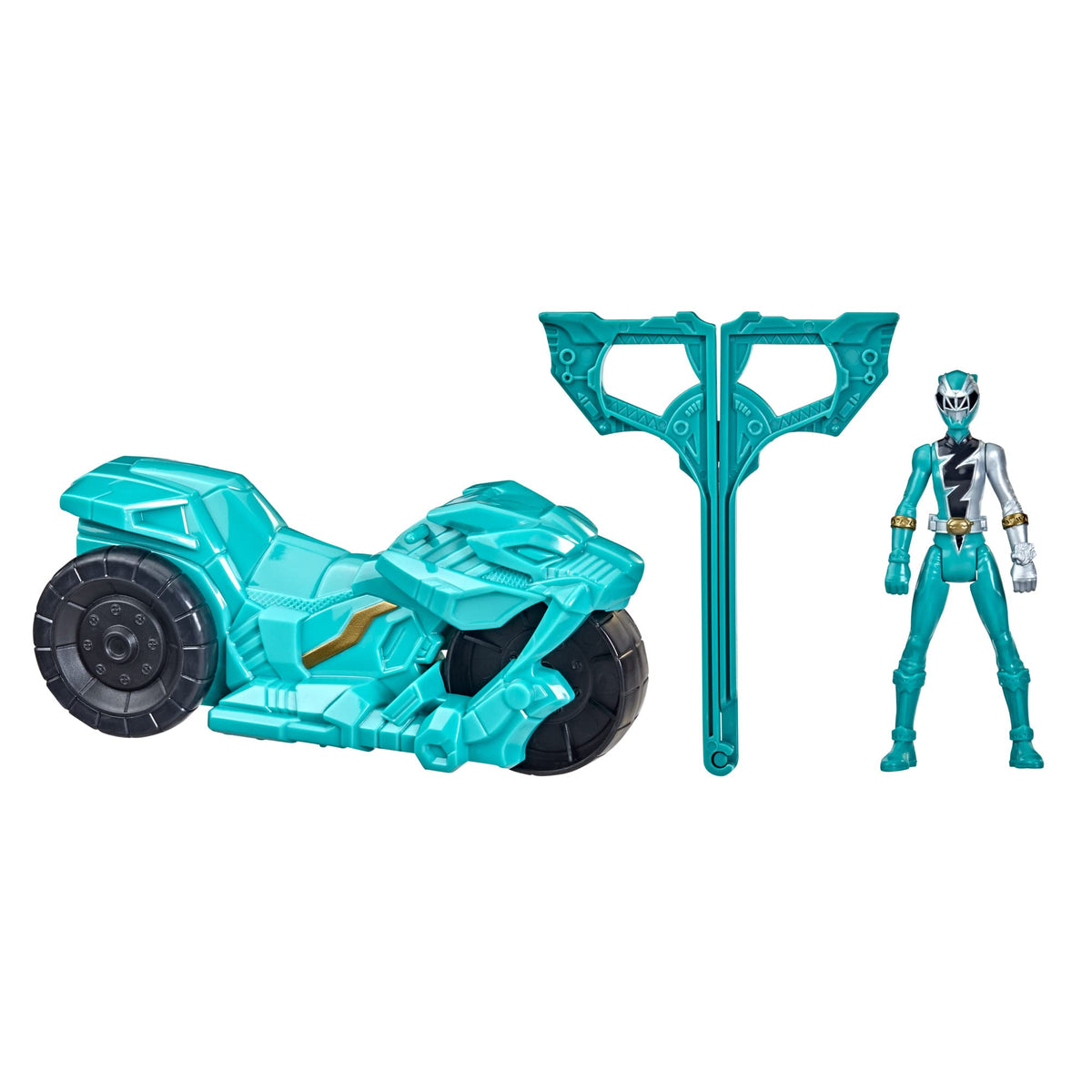 Power Rangers Dino Fury Rip N Go Sabertooth Battle Rider & Green Ranger 6-Inch Figure