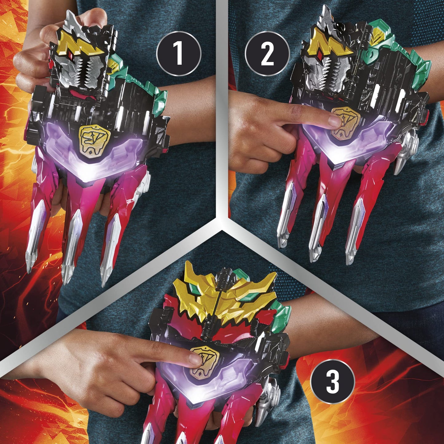 Power Rangers Dino Knight Morpher Toy with Lights & Sounds and Red Ranger Key – 5+ Years