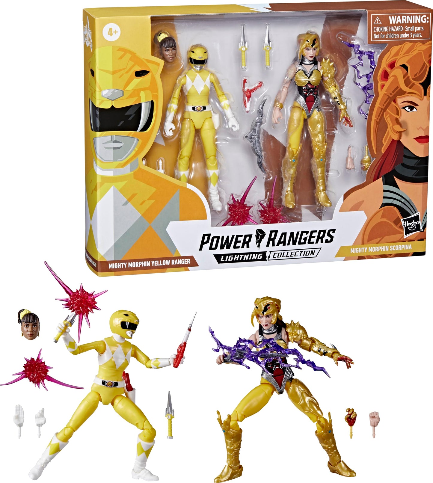 Power Rangers Lightning Collection: Mighty Morphin Yellow Ranger Aisha vs Scorpina 2-Pack – 6-Inch Premium Figures
