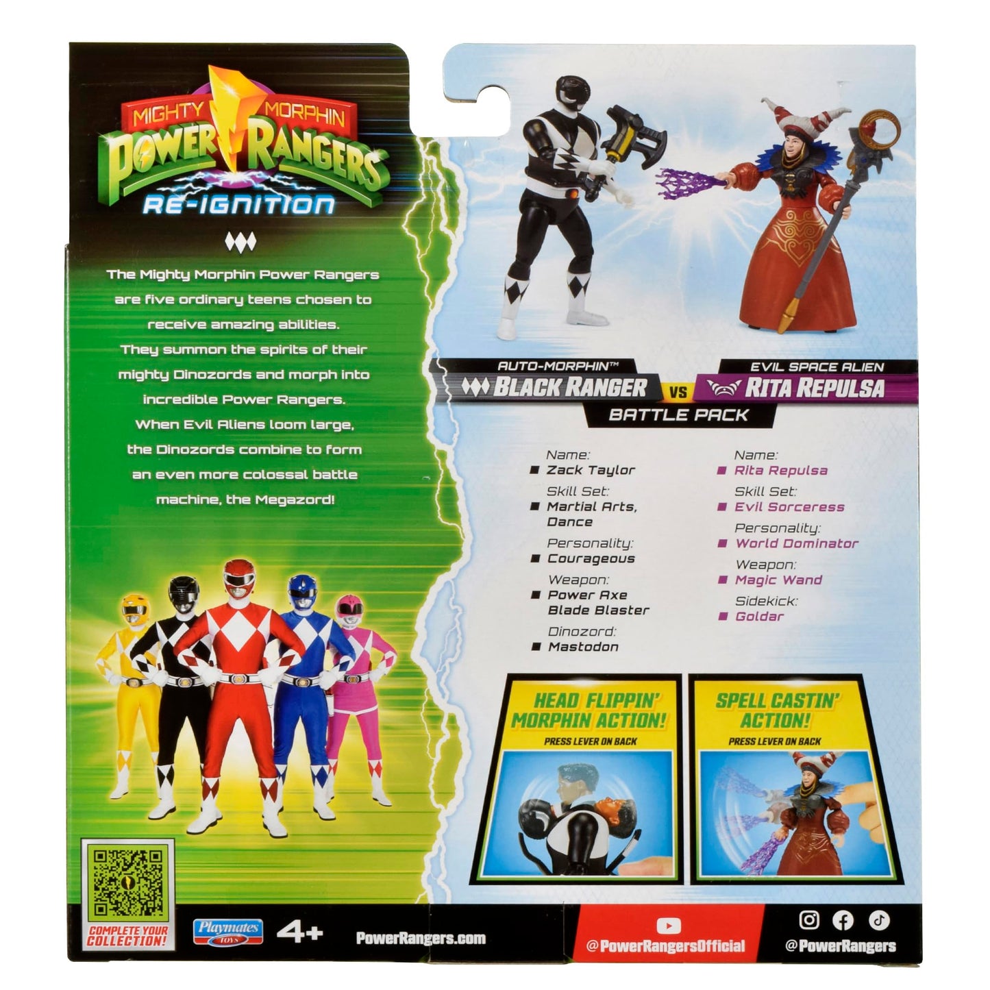 Power Rangers Mighty Morphin Re-Ignition: Auto-Morphin Black Ranger vs Rita Repulsa 2-Pack | Playmates Toys