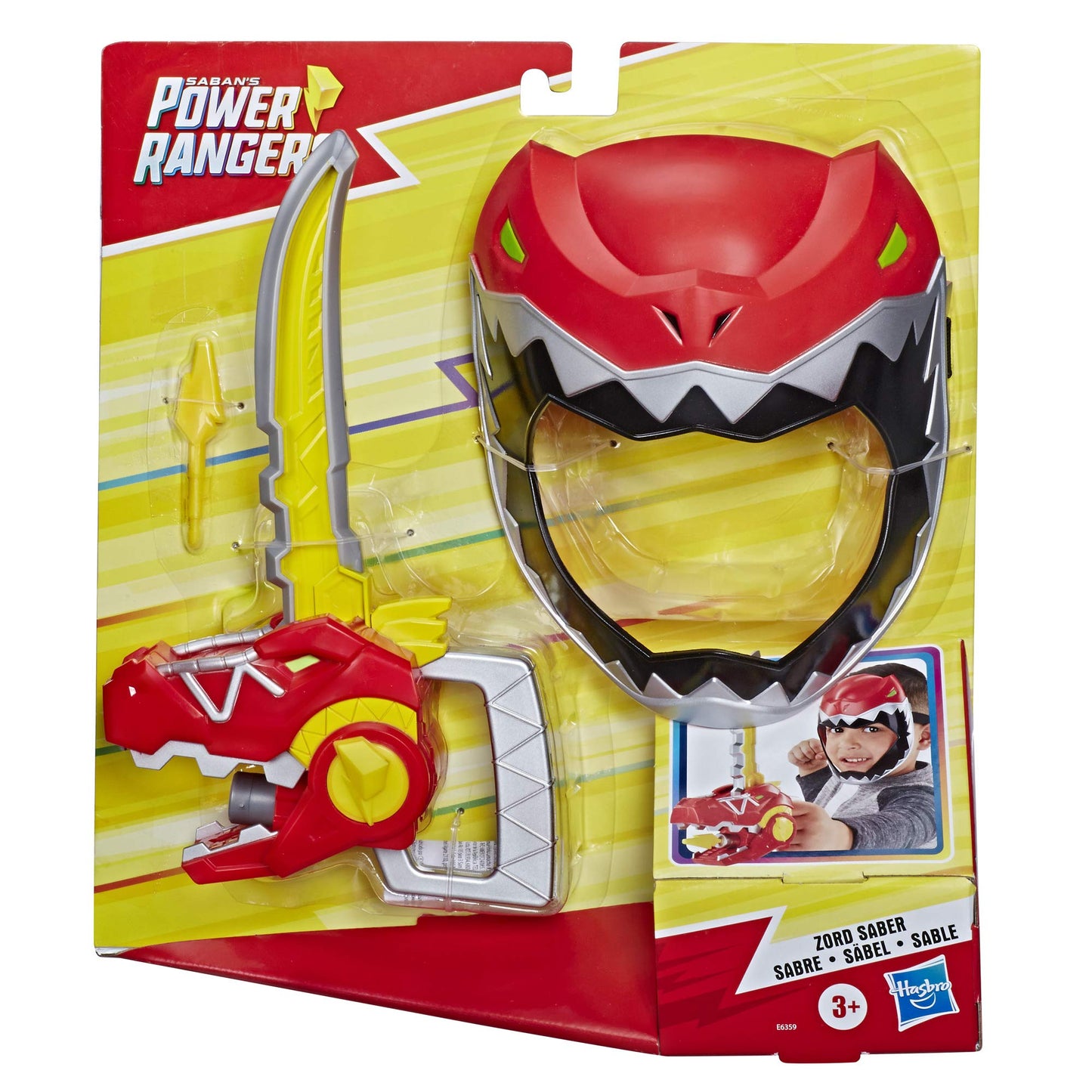 Power Rangers Playskool Heroes Zord Saber Mask & Red Ranger Sword Accessory — Dino Charge Inspired, 3+ (Amazon Exclusive)