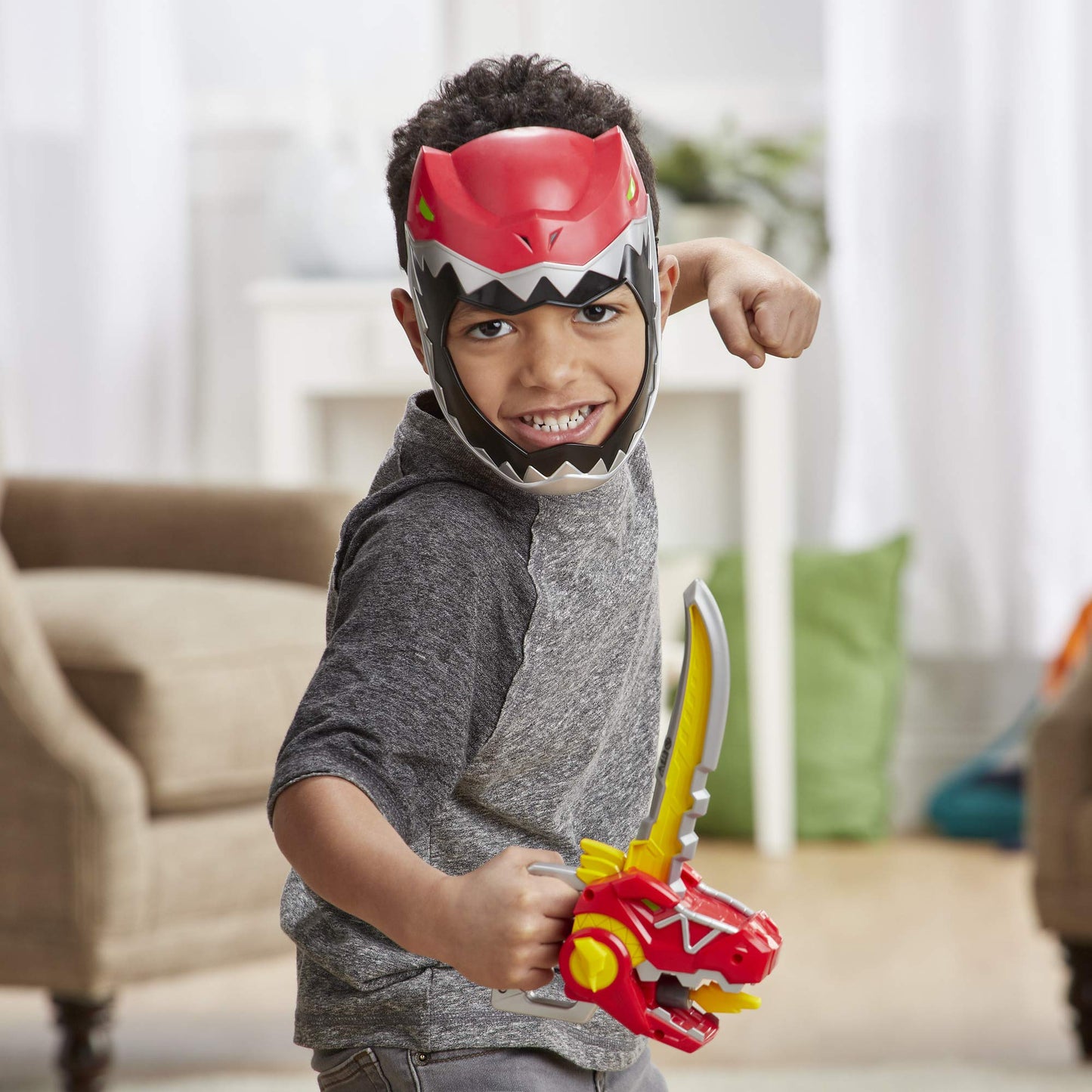 Power Rangers Playskool Heroes Zord Saber Mask & Red Ranger Sword Accessory — Dino Charge Inspired, 3+ (Amazon Exclusive)