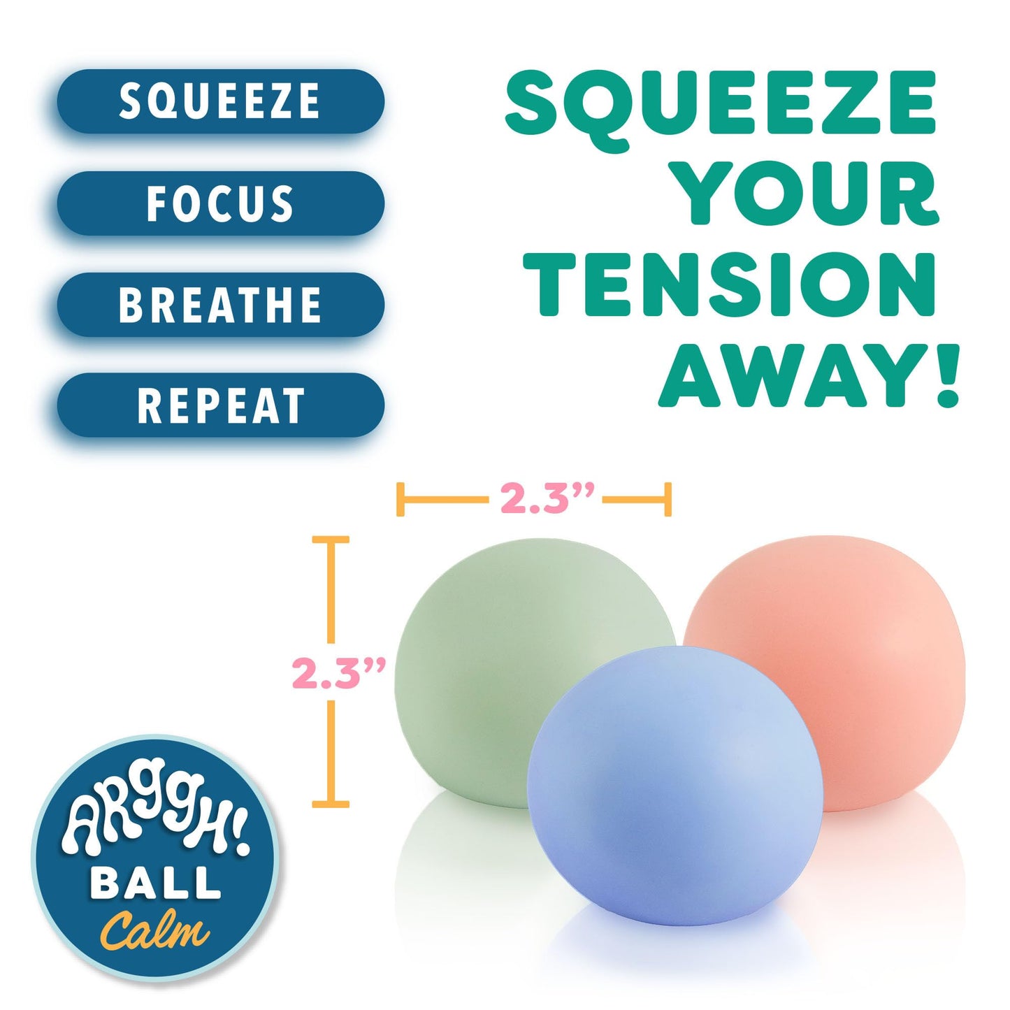 Power Your Fun Arggh Calm Mini Stress Balls – 3-Pack Color-Changing Fidget Toys