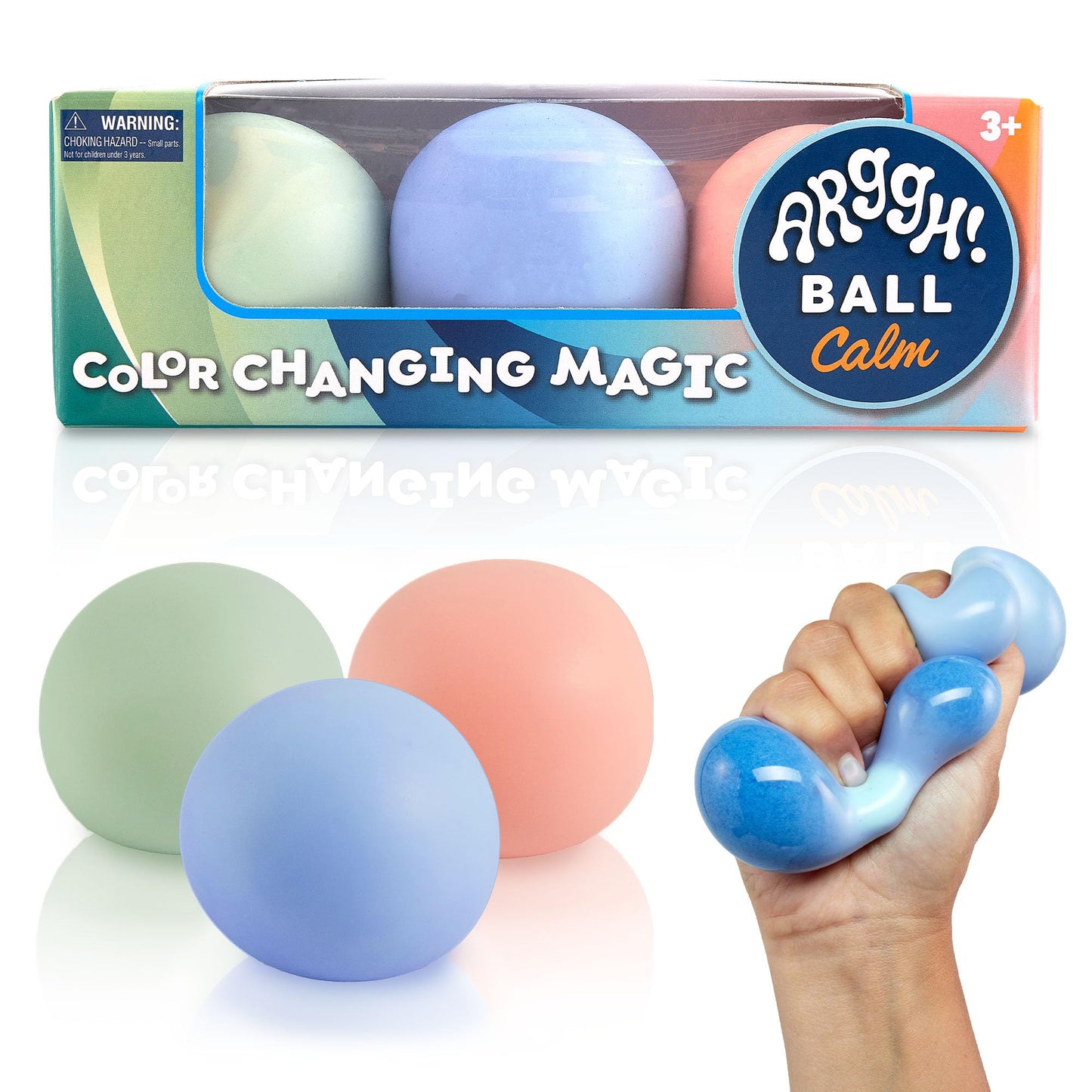 Power Your Fun Arggh Calm Mini Stress Balls – 3-Pack Color-Changing Fidget Toys