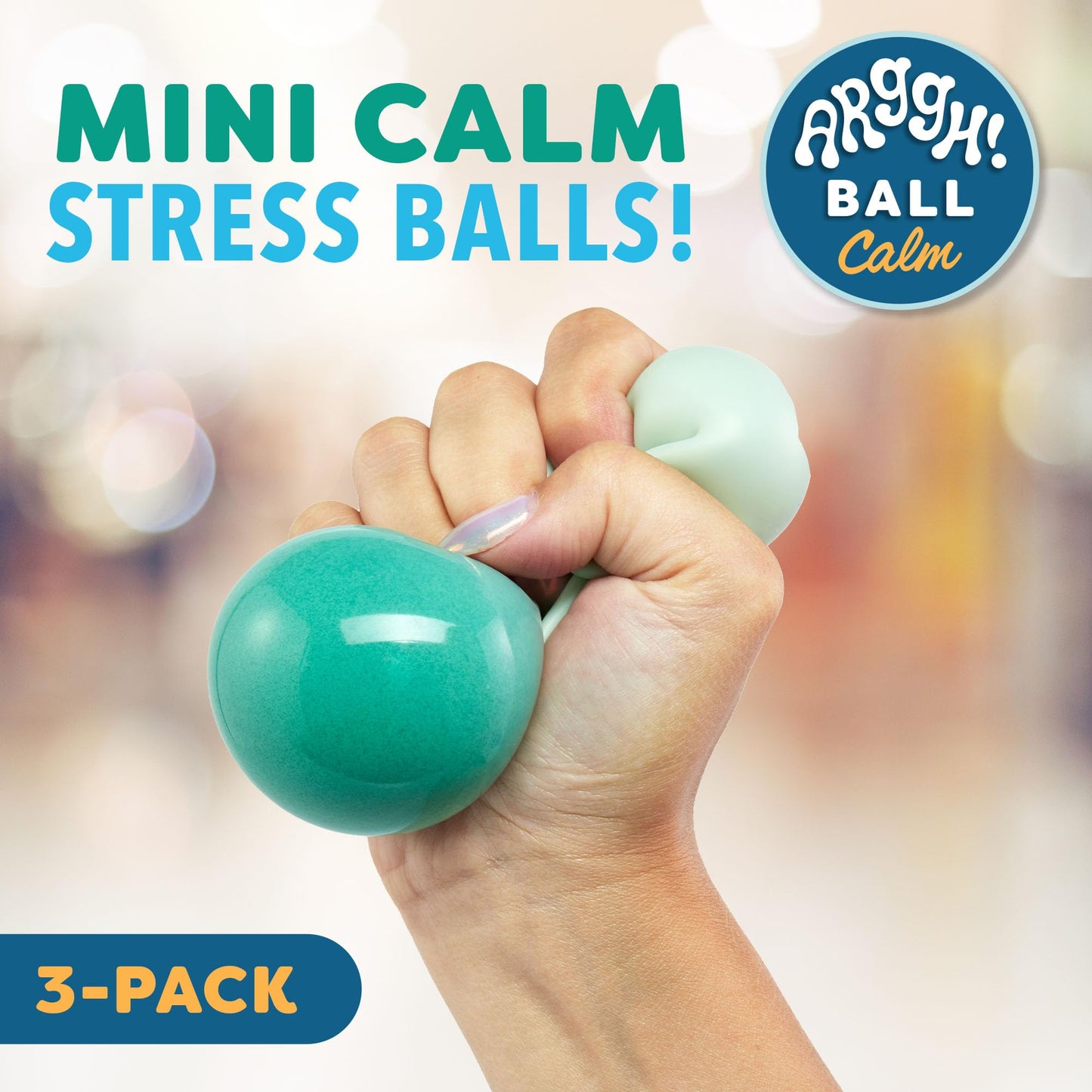 Power Your Fun Arggh Calm Mini Stress Balls – 3-Pack Color-Changing Fidget Toys