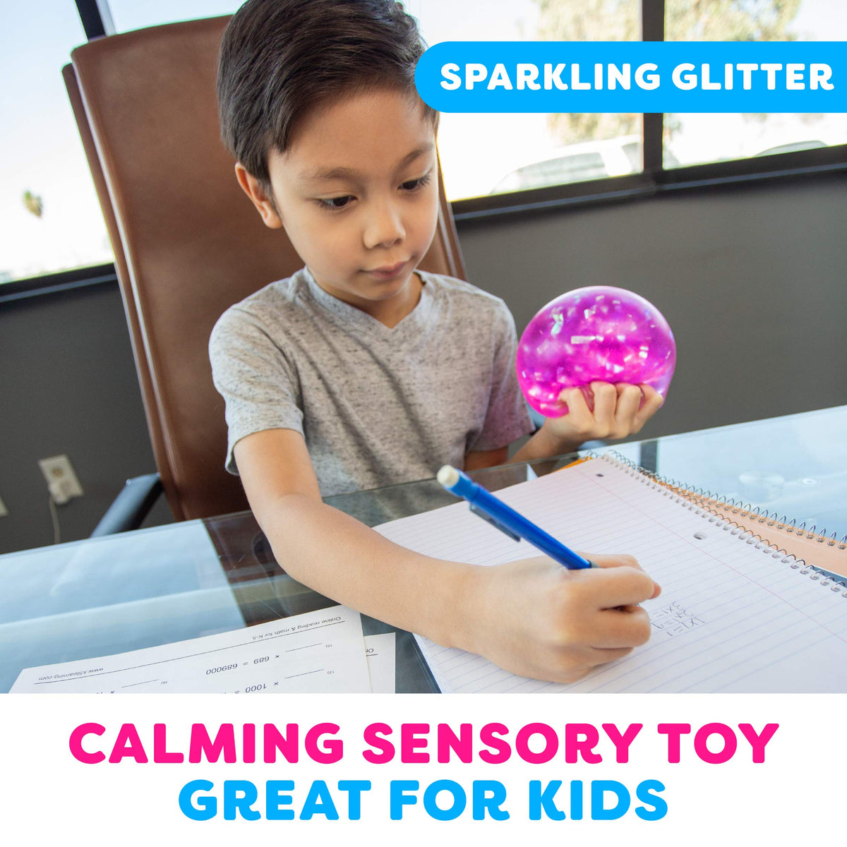 Power Your Fun Arggh Glitter Stress Ball – Medium Pink Fidget Toy for Kids & Adults