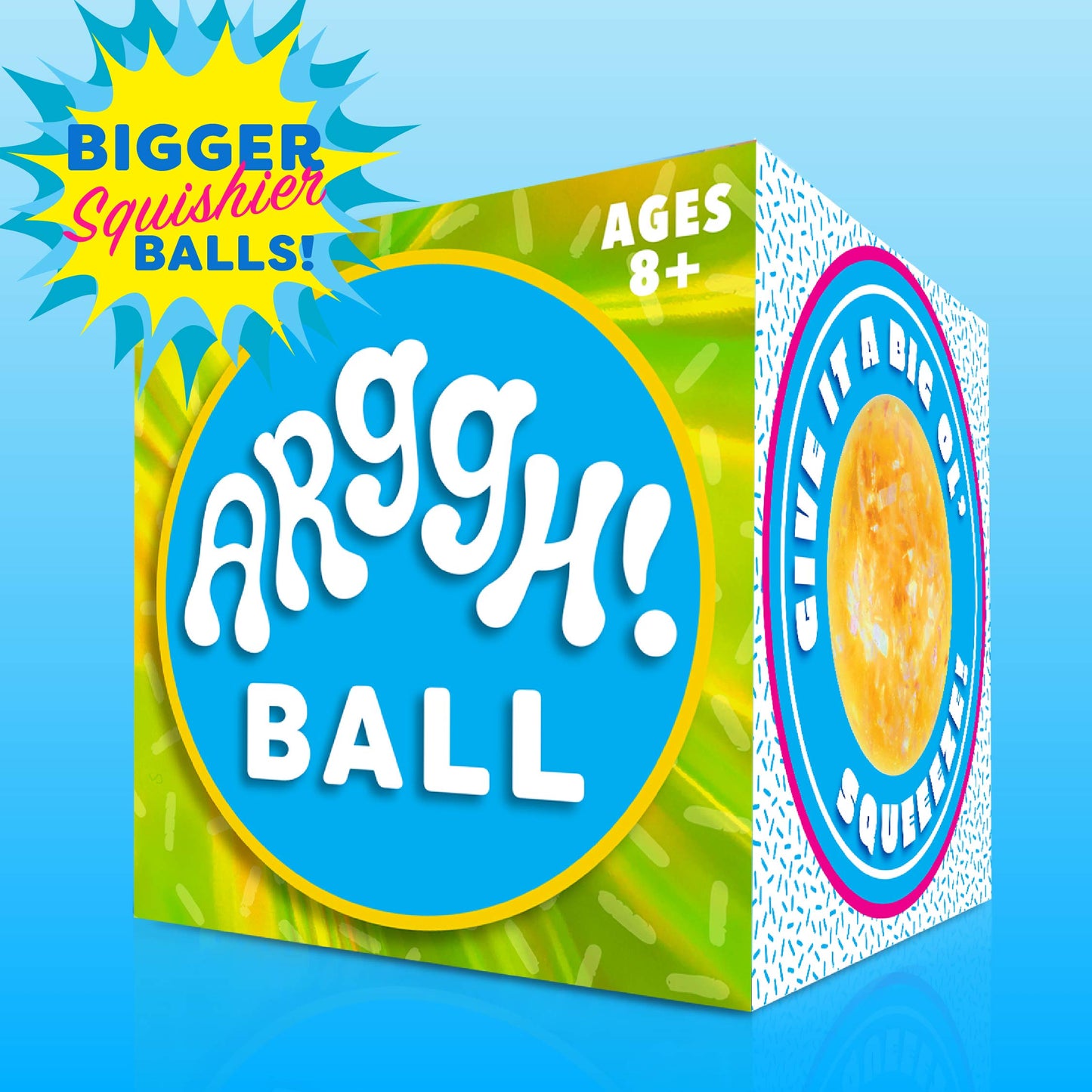 Power Your Fun Arggh Glitter Stress Ball – Medium Yellow Fidget Toy for Adults & Kids