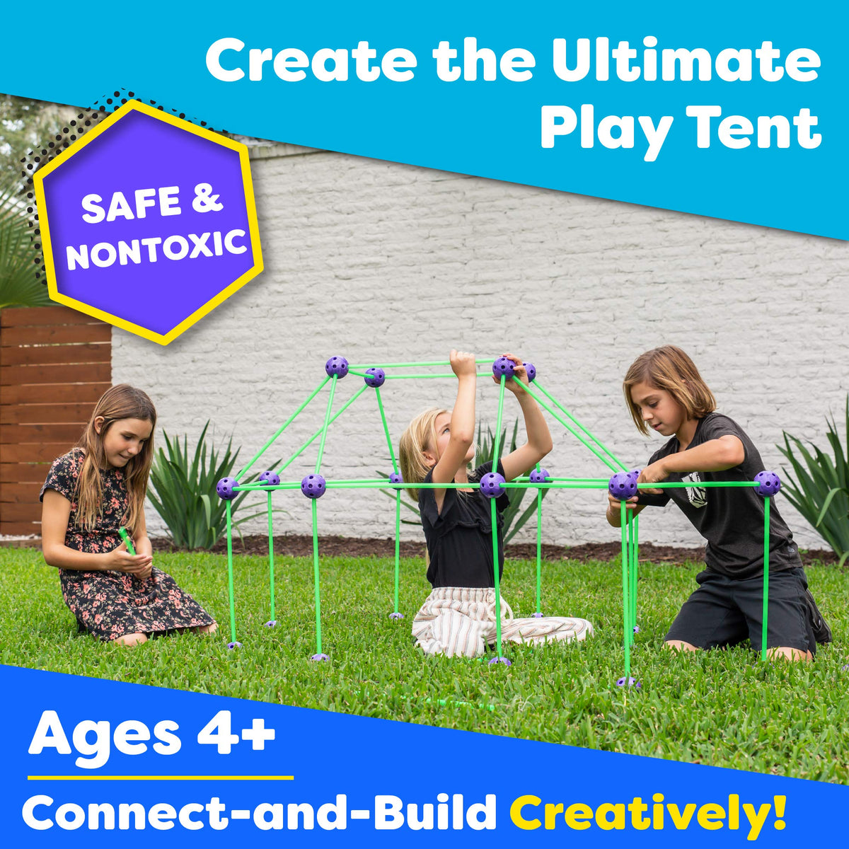 Power Your Fun Fun Forts Glow Fort Building Kit – 81-Piece Glow-in-the-Dark STEM Construction Toys for Indoor & Outdoor Play