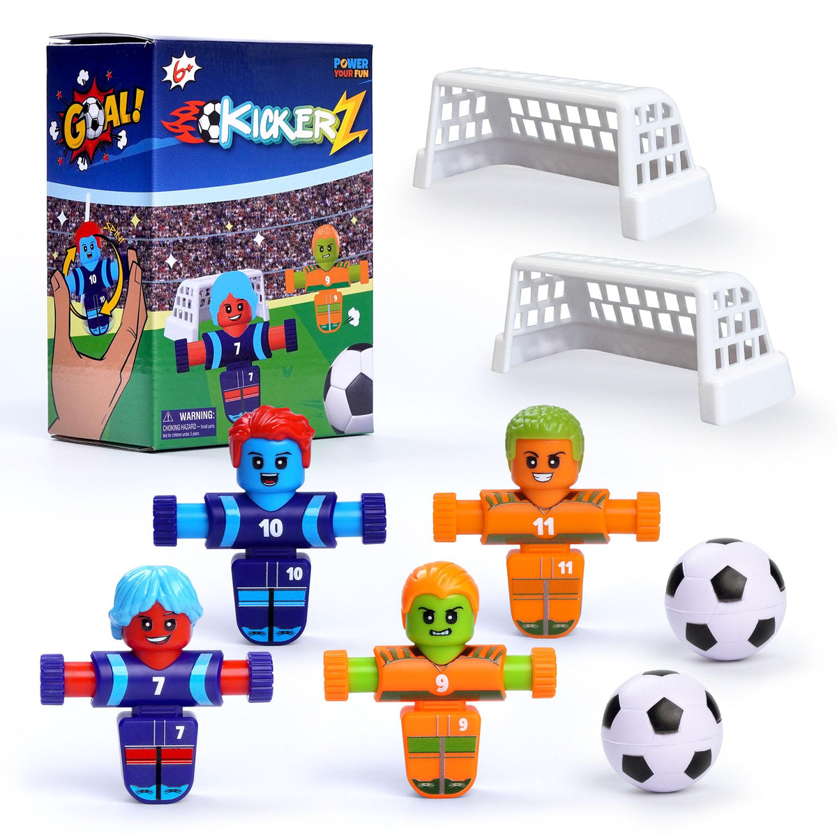 Power Your Fun KickerZ Soccer Fidgets Game Set - 8pc Tabletop Foosball Toys for Kids, Teens & Adults