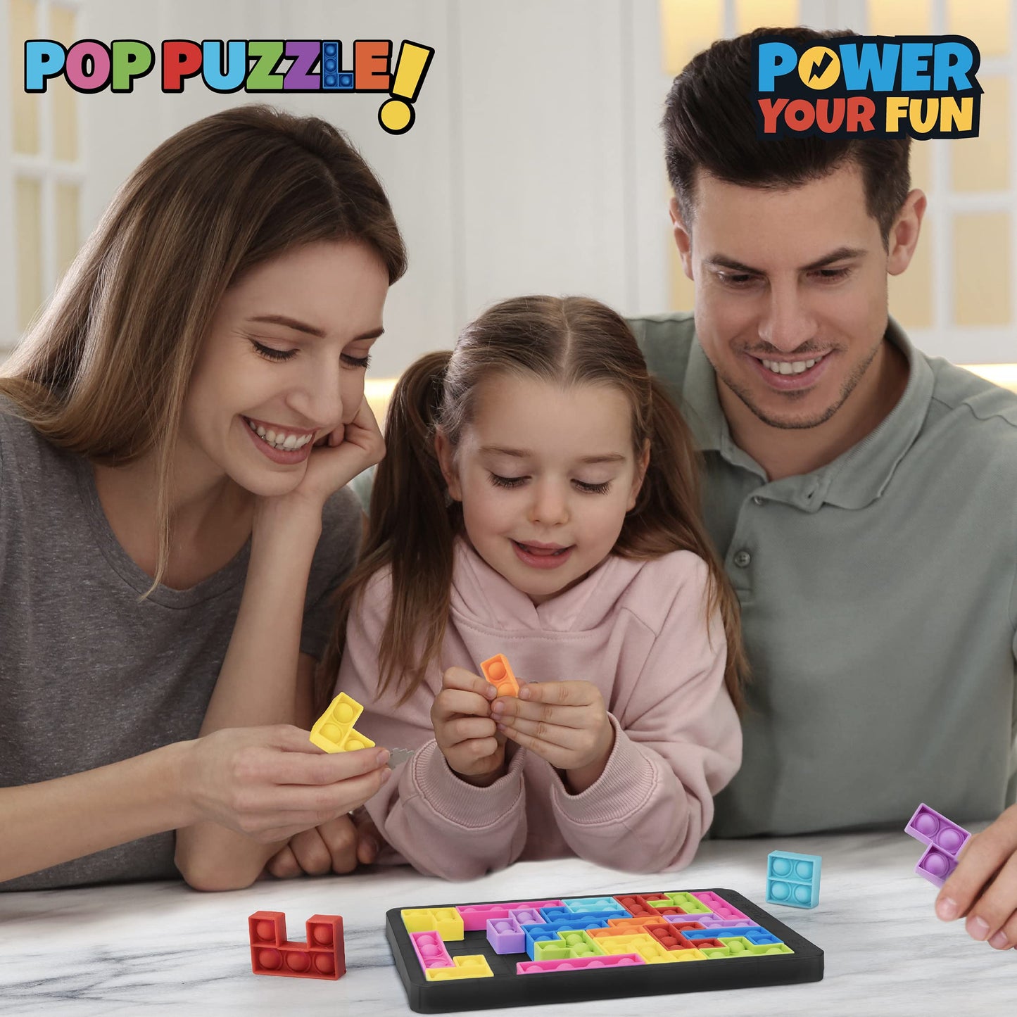 Power Your Fun Pop Puzzle Popper Fidget Game – 27pc Silicone Sensory Board