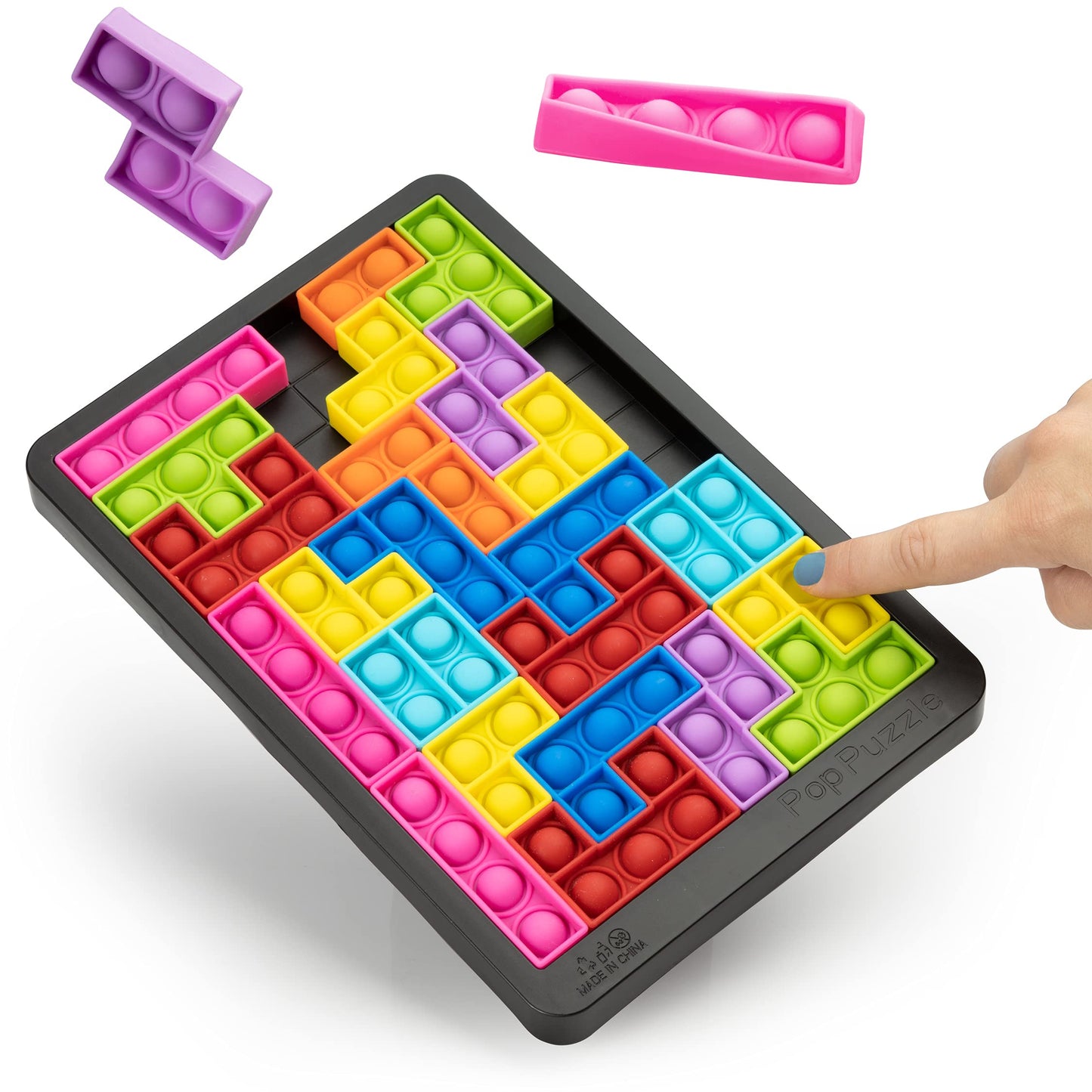Power Your Fun Pop Puzzle Popper Fidget Game – 27pc Silicone Sensory Board