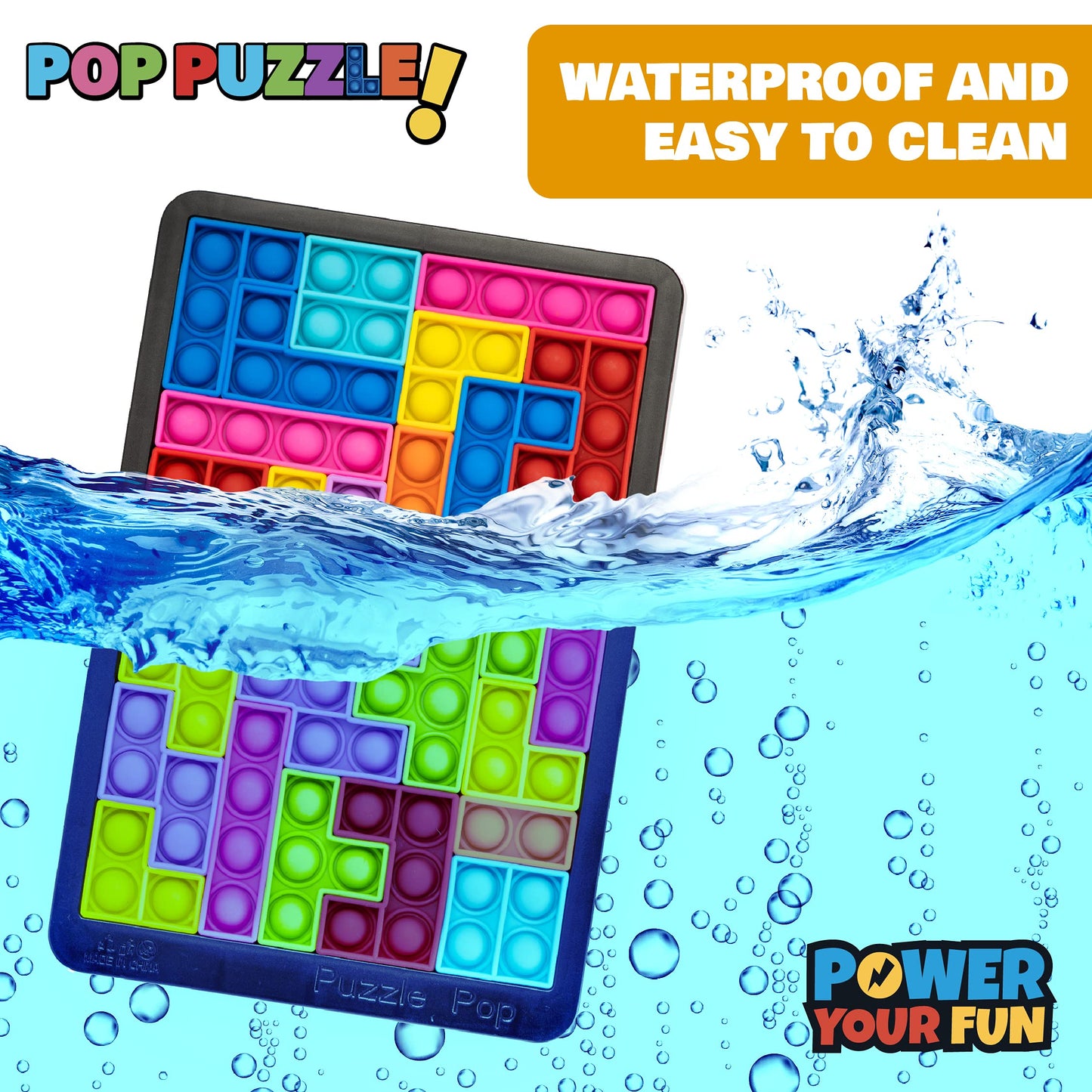 Power Your Fun Pop Puzzle Popper Fidget Game – 27pc Silicone Sensory Board