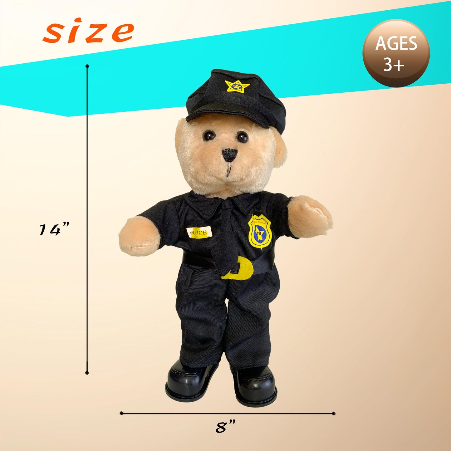 PowerPals Singing Dancing Police Teddy Bear – 14-Inch Interactive Plush Toy