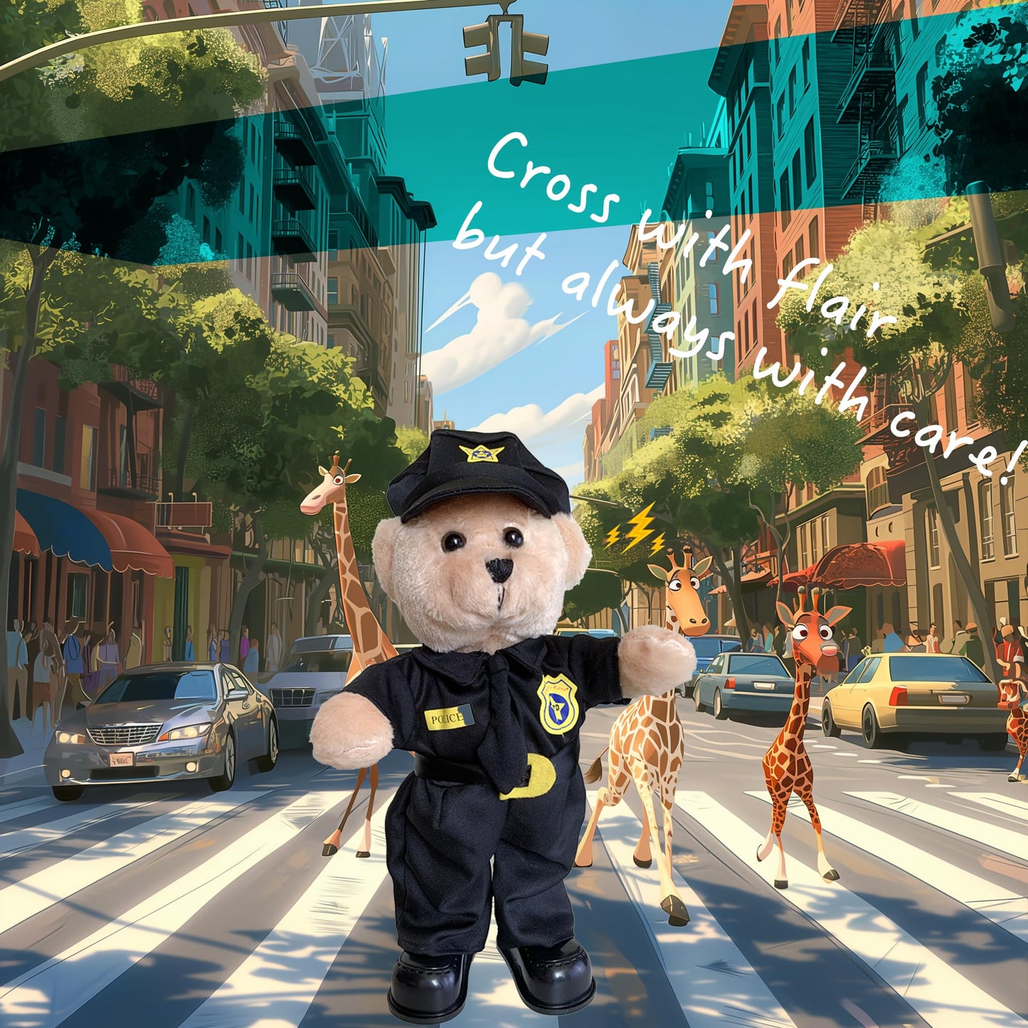 PowerPals Singing Dancing Police Teddy Bear – 14-Inch Interactive Plush Toy