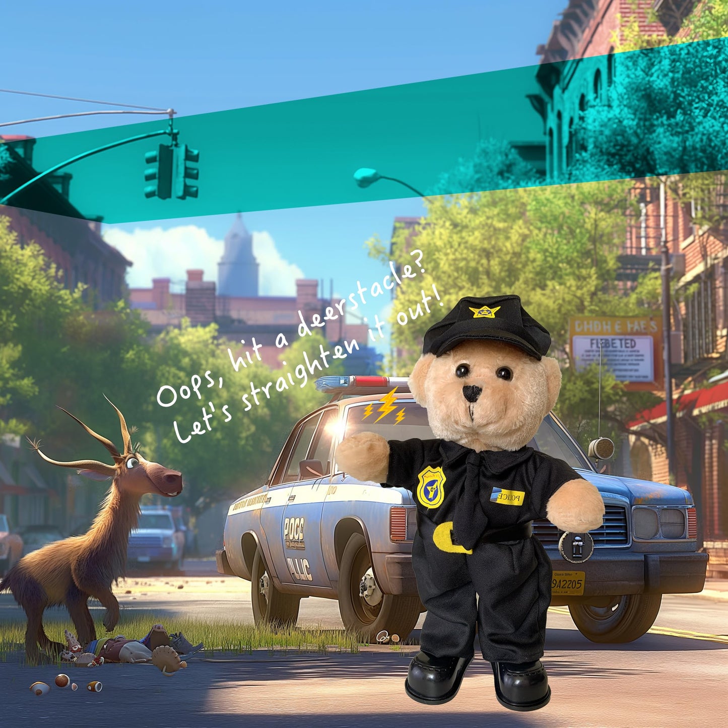 PowerPals Singing Dancing Police Teddy Bear – 14-Inch Interactive Plush Toy