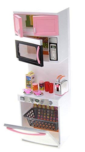 PowerTRC Doll Kitchen Play Set – Pink 4-in-1 Mini Kitchen with Realistic Light & Sound