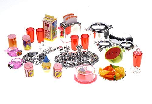 PowerTRC Doll Kitchen Play Set – Pink 4-in-1 Mini Kitchen with Realistic Light & Sound