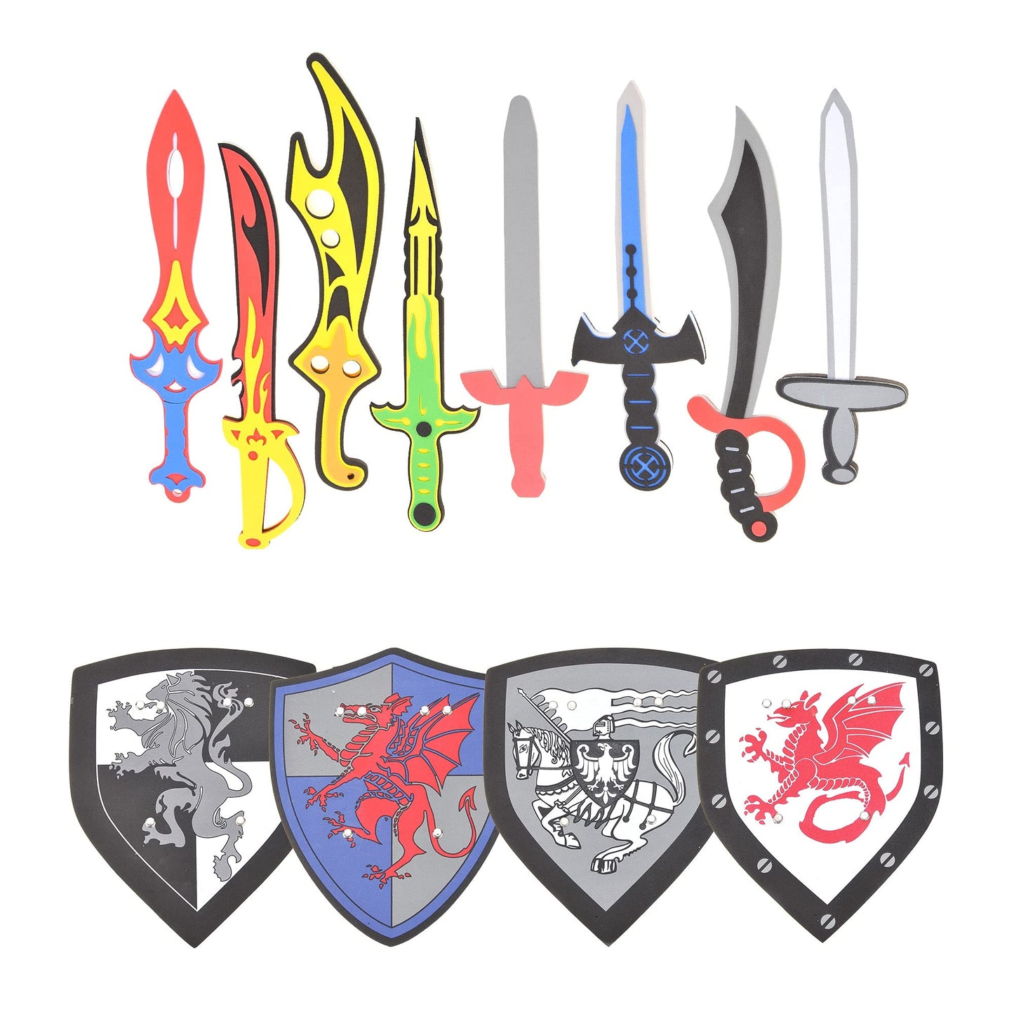 PowerTRC Foam Sword & Shield Playset – 12-Piece Ninja Warrior Viking Role Play for Kids