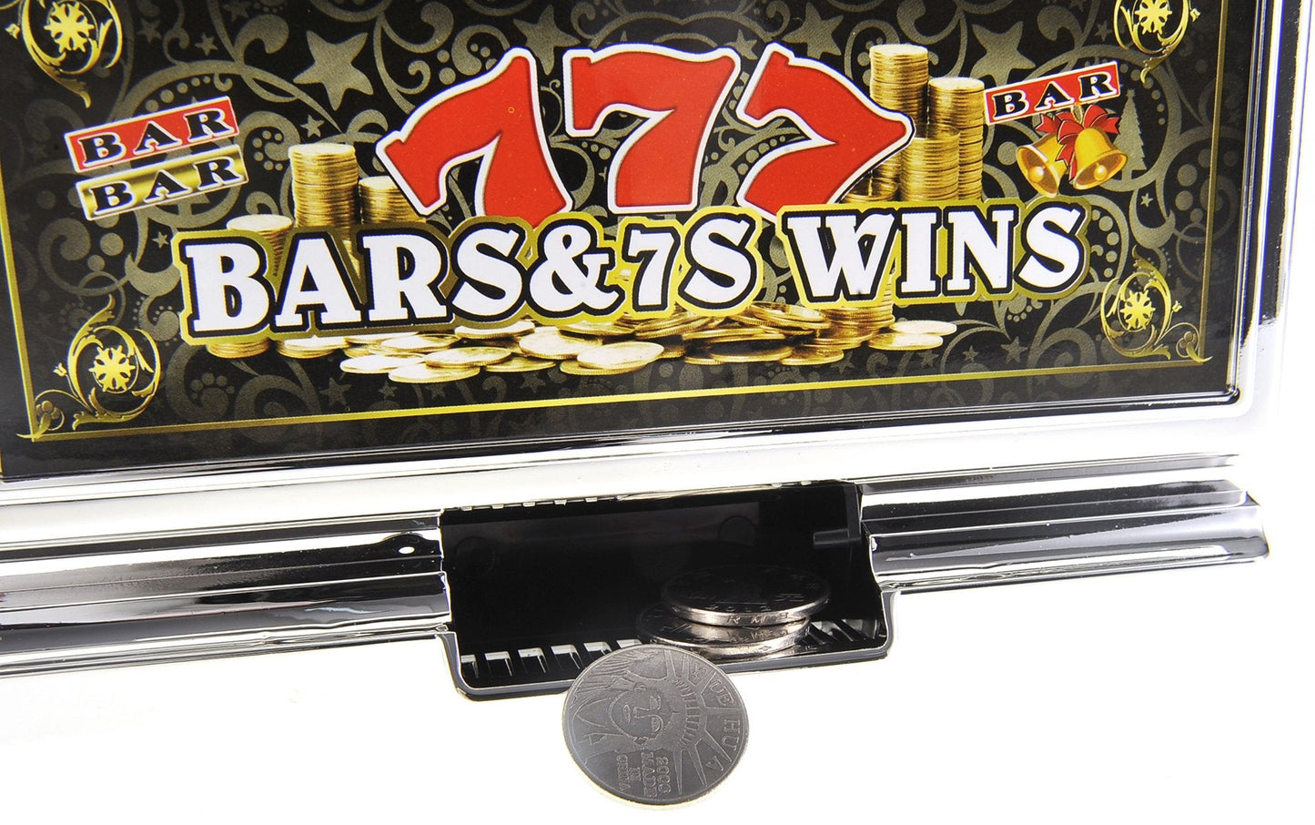 PowerTRC Jumbo Slot Machine Coin Bank | Realistic Casino Toy with Lights & Jackpot Sounds