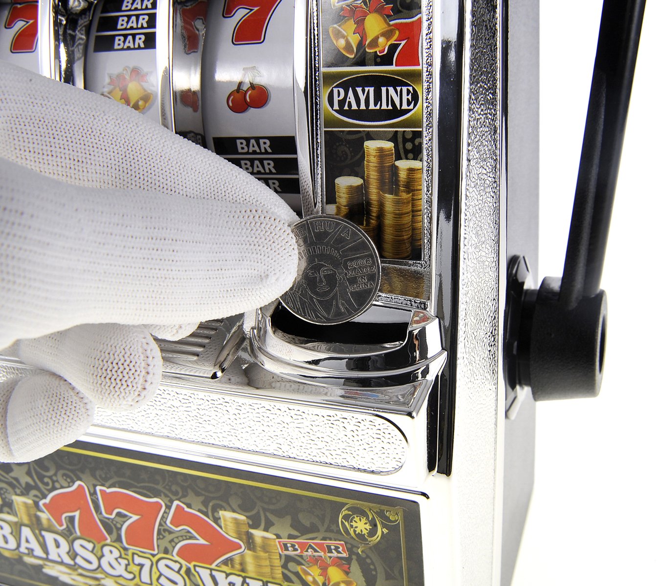 PowerTRC Jumbo Slot Machine Coin Bank | Realistic Casino Toy with Lights & Jackpot Sounds
