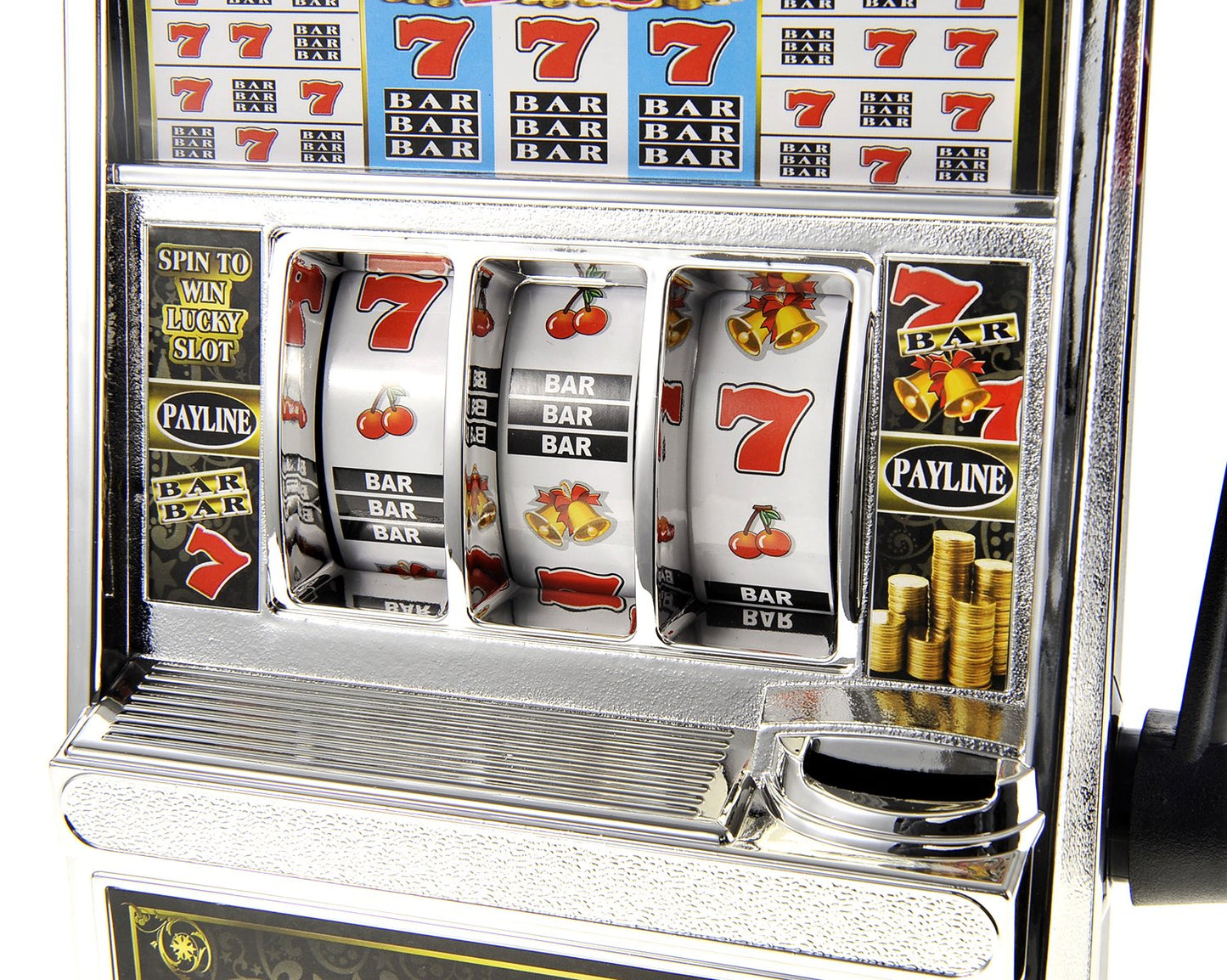 PowerTRC Jumbo Slot Machine Coin Bank | Realistic Casino Toy with Lights & Jackpot Sounds