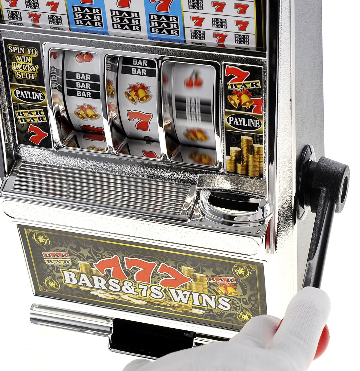 PowerTRC Jumbo Slot Machine Coin Bank | Realistic Casino Toy with Lights & Jackpot Sounds