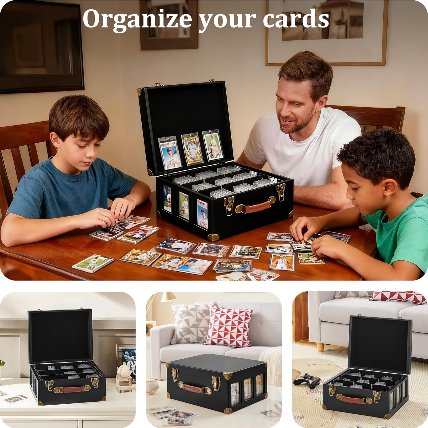 Poyilooo Graded Card Storage Box with Display Window — Wooden 140+ Card Case (PSA/BGS/SGC)