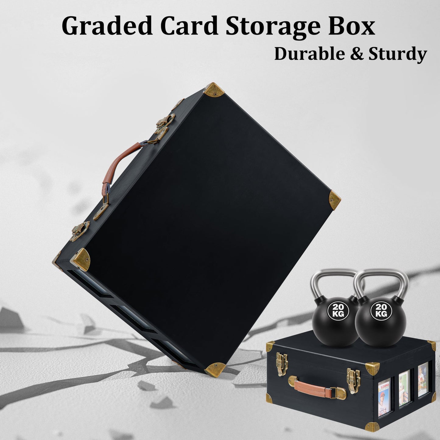 Poyilooo Graded Card Storage Box with Display Window — Wooden 140+ Card Case (PSA/BGS/SGC)