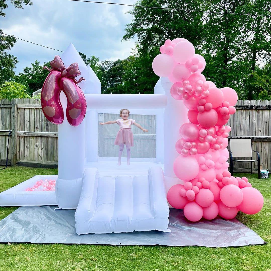 POYOUNGHU White Bounce House with Blower – Durable Oxford Cloth, Quick Inflate