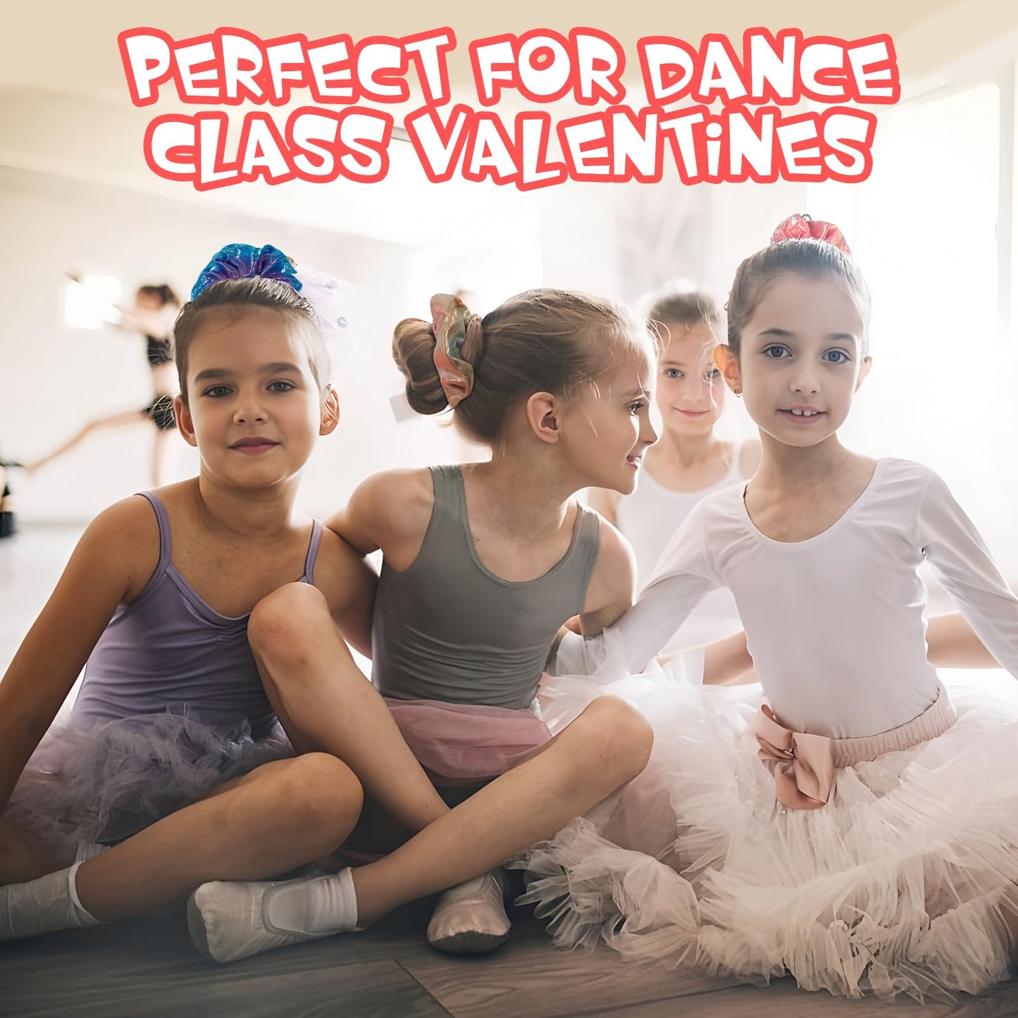 Pozemu Valentines Day Gifts for Kids – 24 Pack Ballerina Cards with Hair Scrunchies
