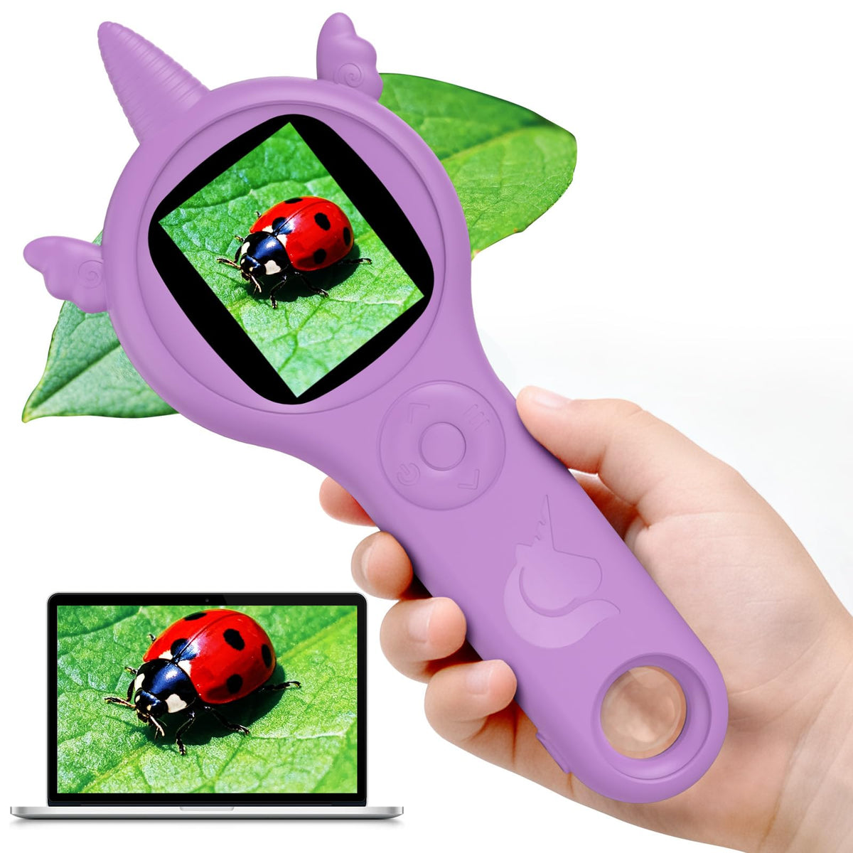 Pozifu Kids Microscope – Handheld Pocket Digiscope with 2-Inch Screen, 50x-500x Magnification, USB Display