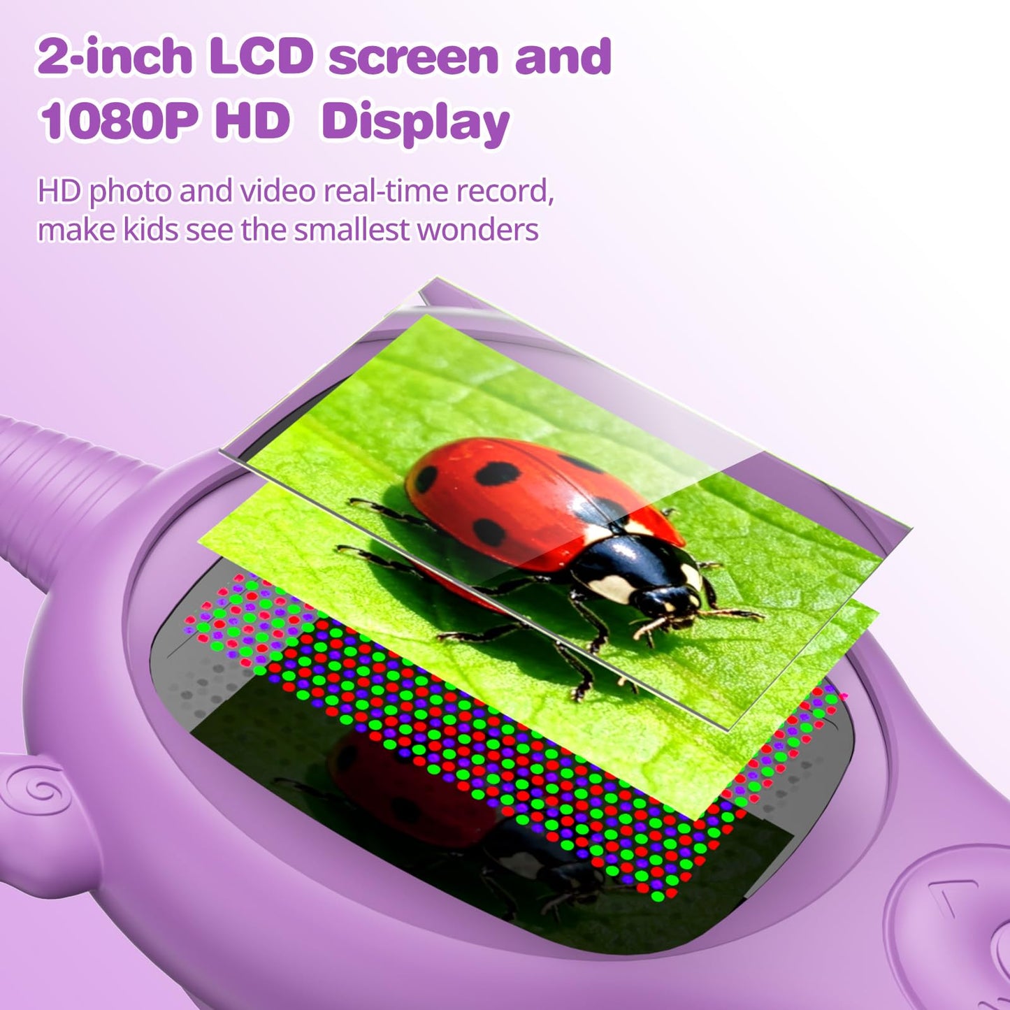 Pozifu Kids Microscope – Handheld Pocket Digiscope with 2-Inch Screen, 50x-500x Magnification, USB Display