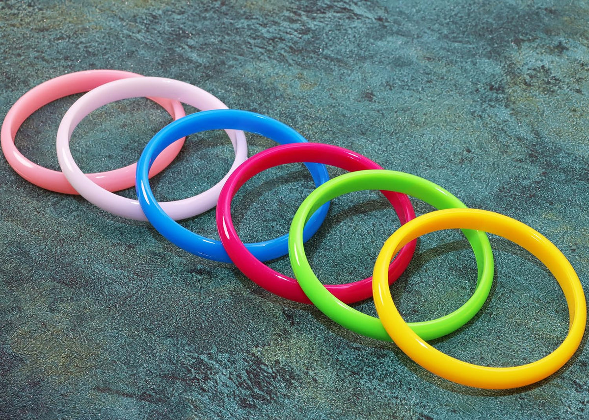 PPhtony Resin Bracelets 6-Piece Set – Neon Retro Candy Color Wrist Bands for Women & Men