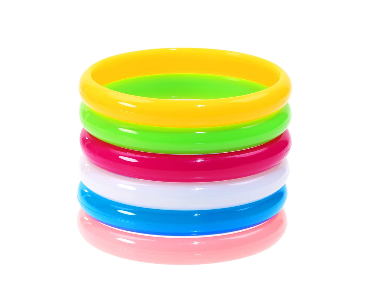 PPhtony Resin Bracelets 6-Piece Set – Neon Retro Candy Color Wrist Bands for Women & Men