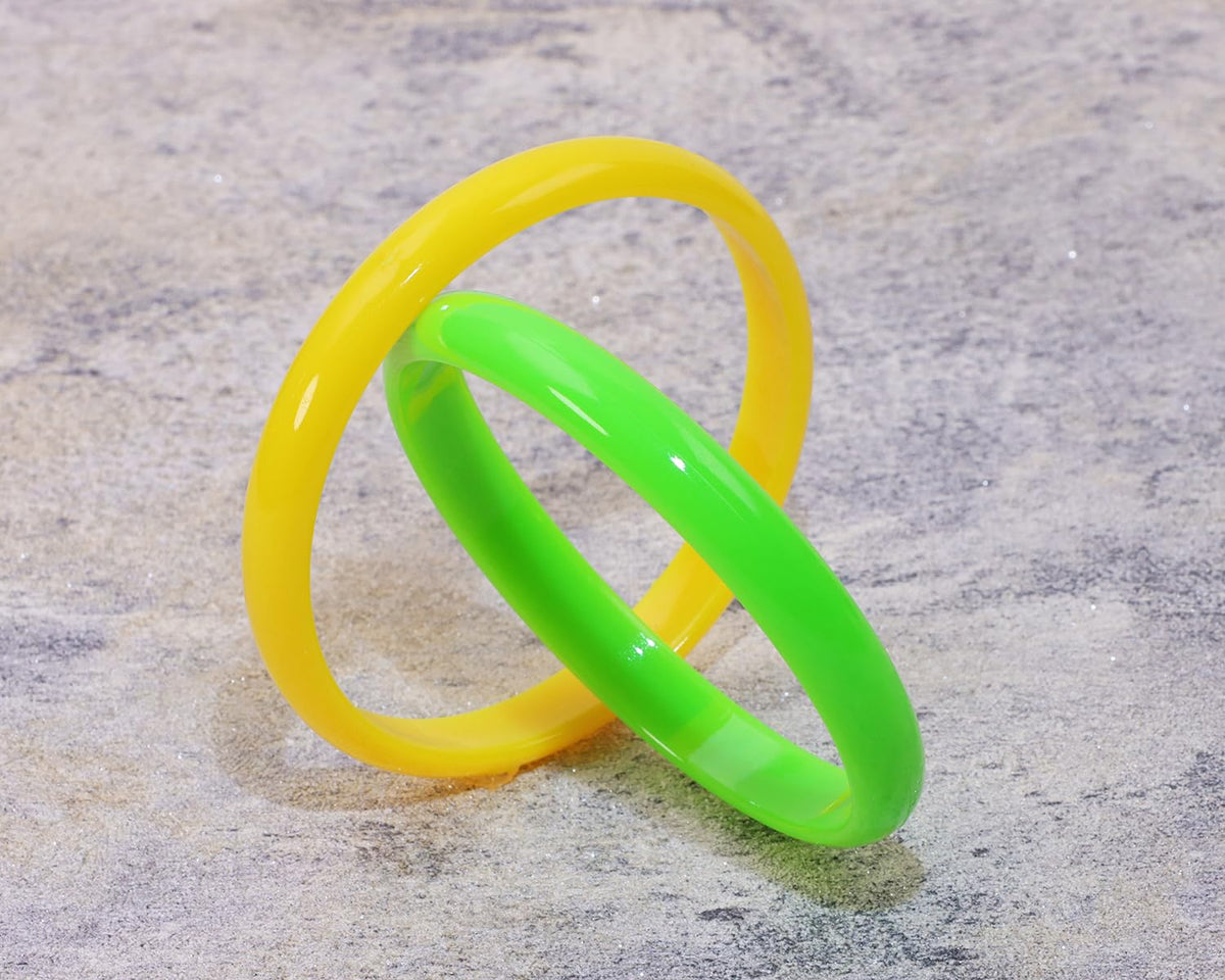 PPhtony Resin Bracelets 6-Piece Set – Neon Retro Candy Color Wrist Bands for Women & Men