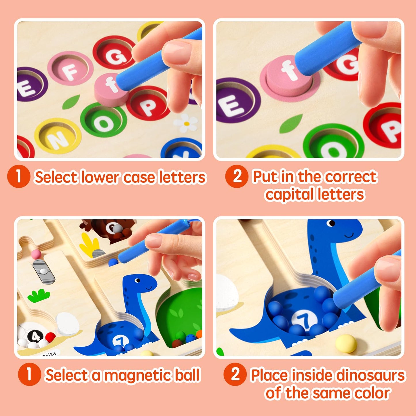 Ppotyo 2 in 1 Magnetic Color and Number Maze – Alphabet, Counting & Double-Sided Montessori Board