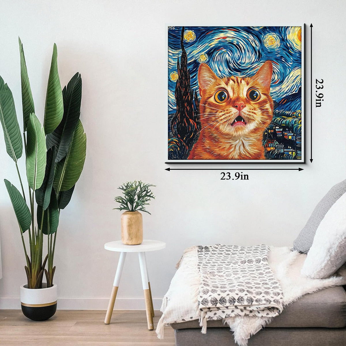 PPuzzling Cat Puzzles for Adults 1000 Pieces – Starry Night Aesthetic Jigsaw, Kitten Landscape